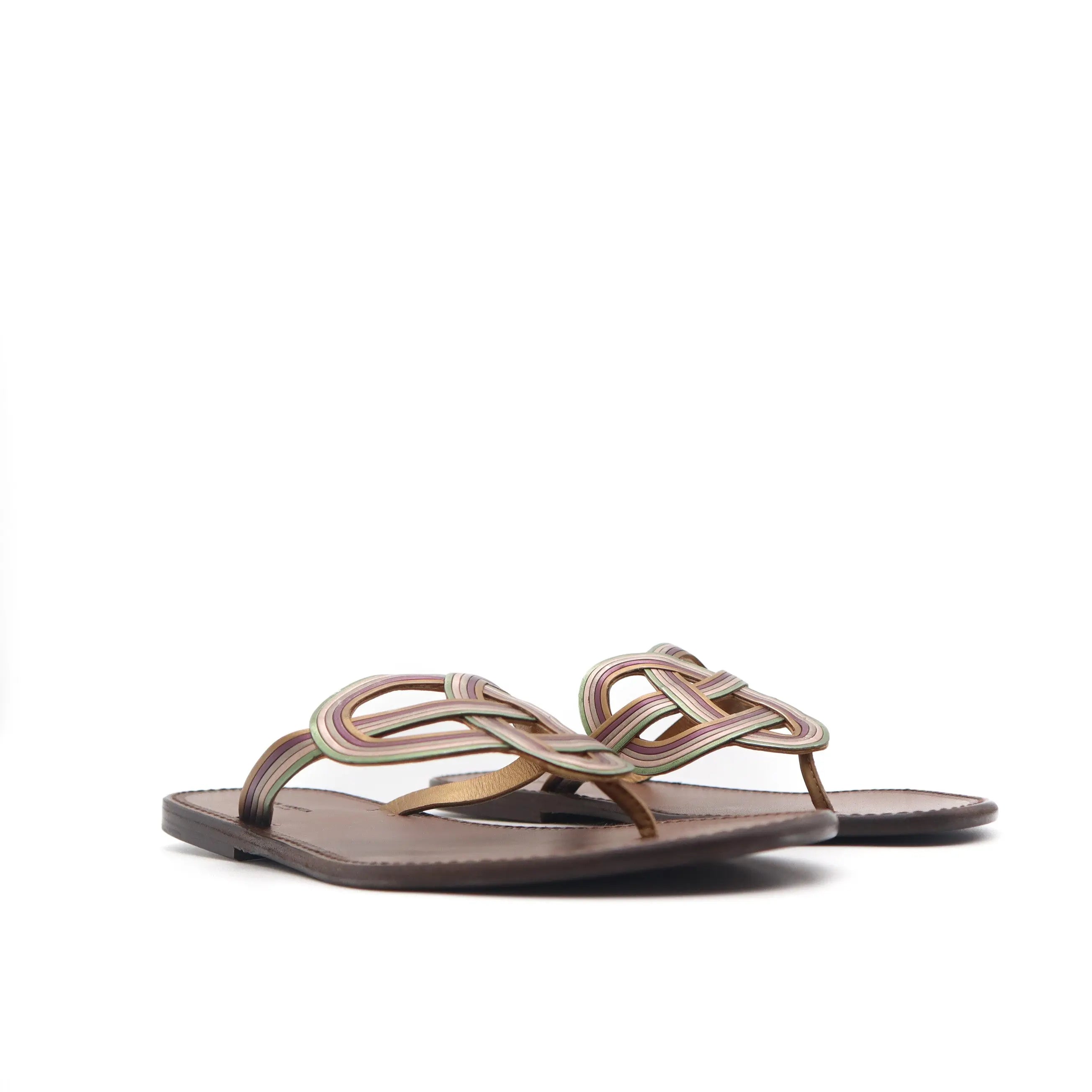 ÉPROUVÉE Bottega Veneta Leather Thong Braided Design Sandals