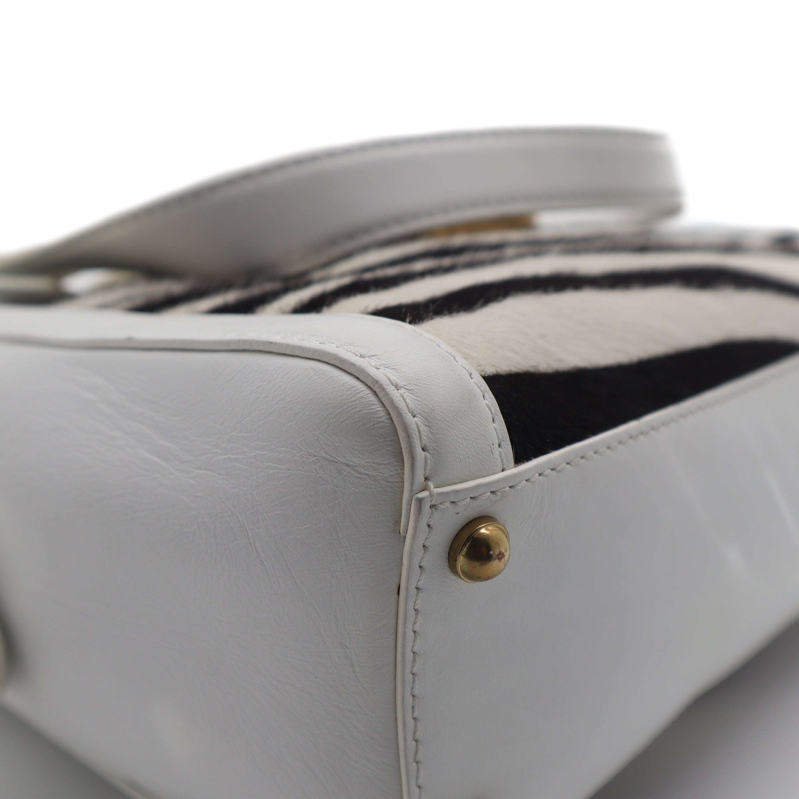 ÉPROUVÉE Jimmy Choo White Leather Calf Hair Zebra Print Handbag