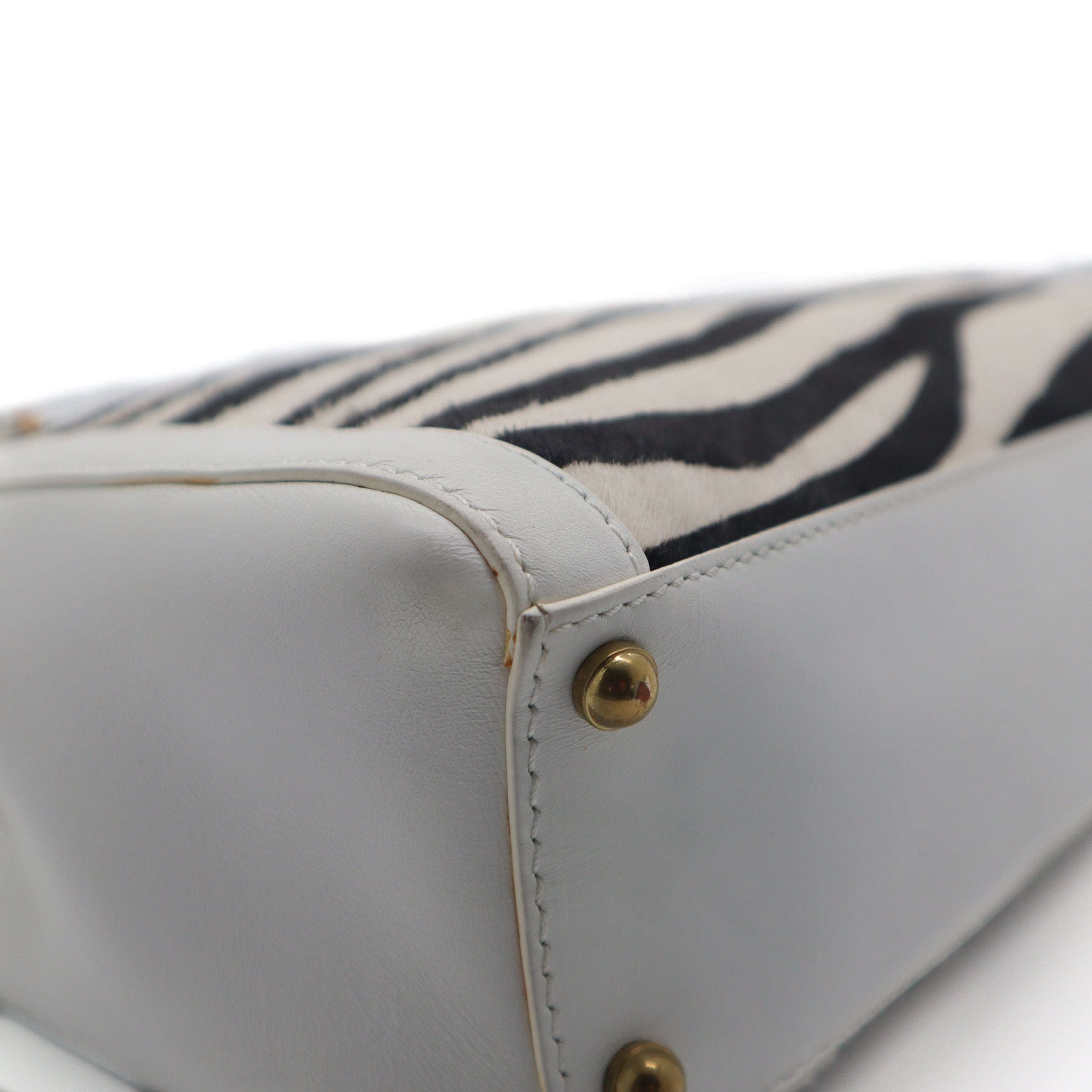 ÉPROUVÉE Jimmy Choo White Leather Calf Hair Zebra Print Handbag