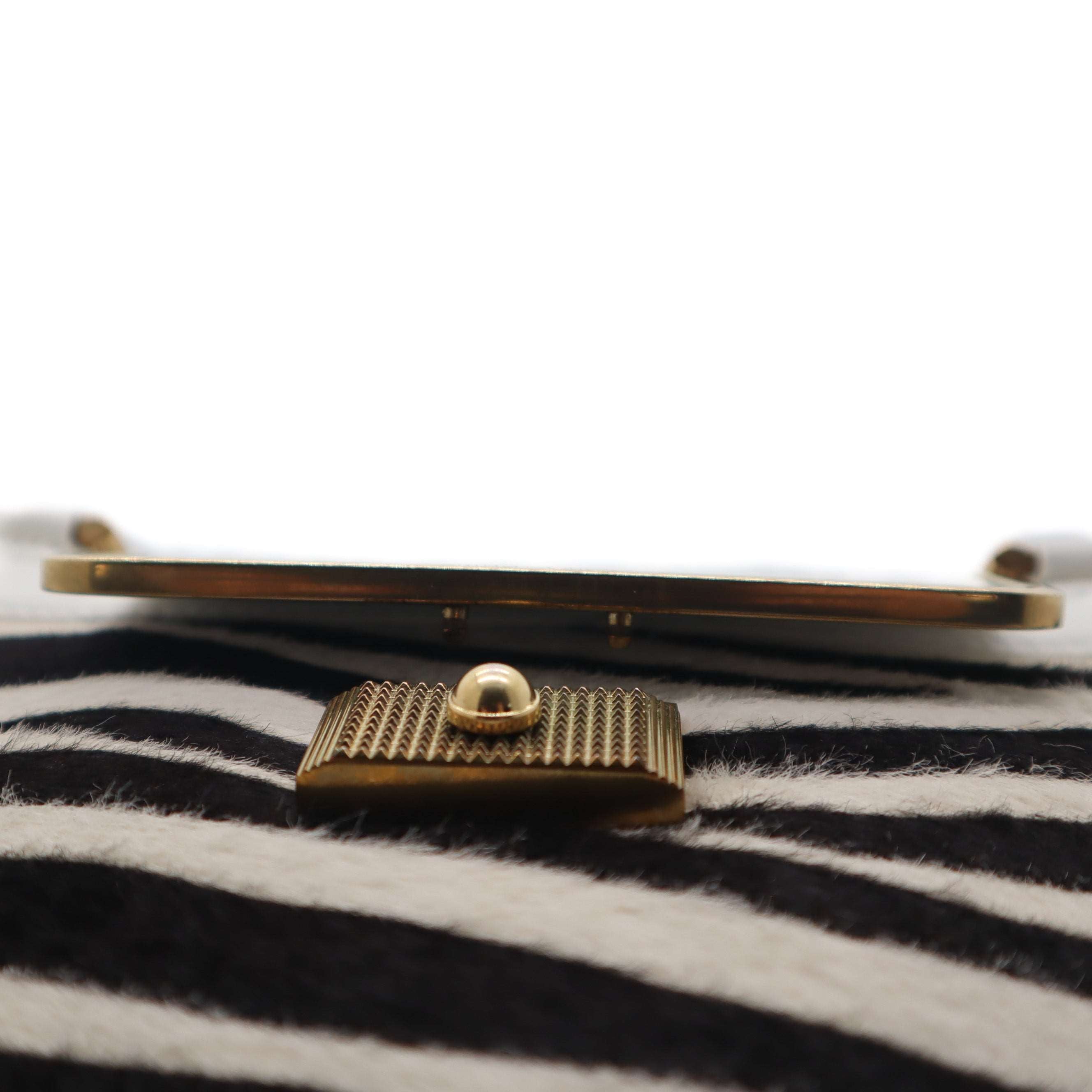 ÉPROUVÉE Jimmy Choo White Leather Calf Hair Zebra Print Handbag