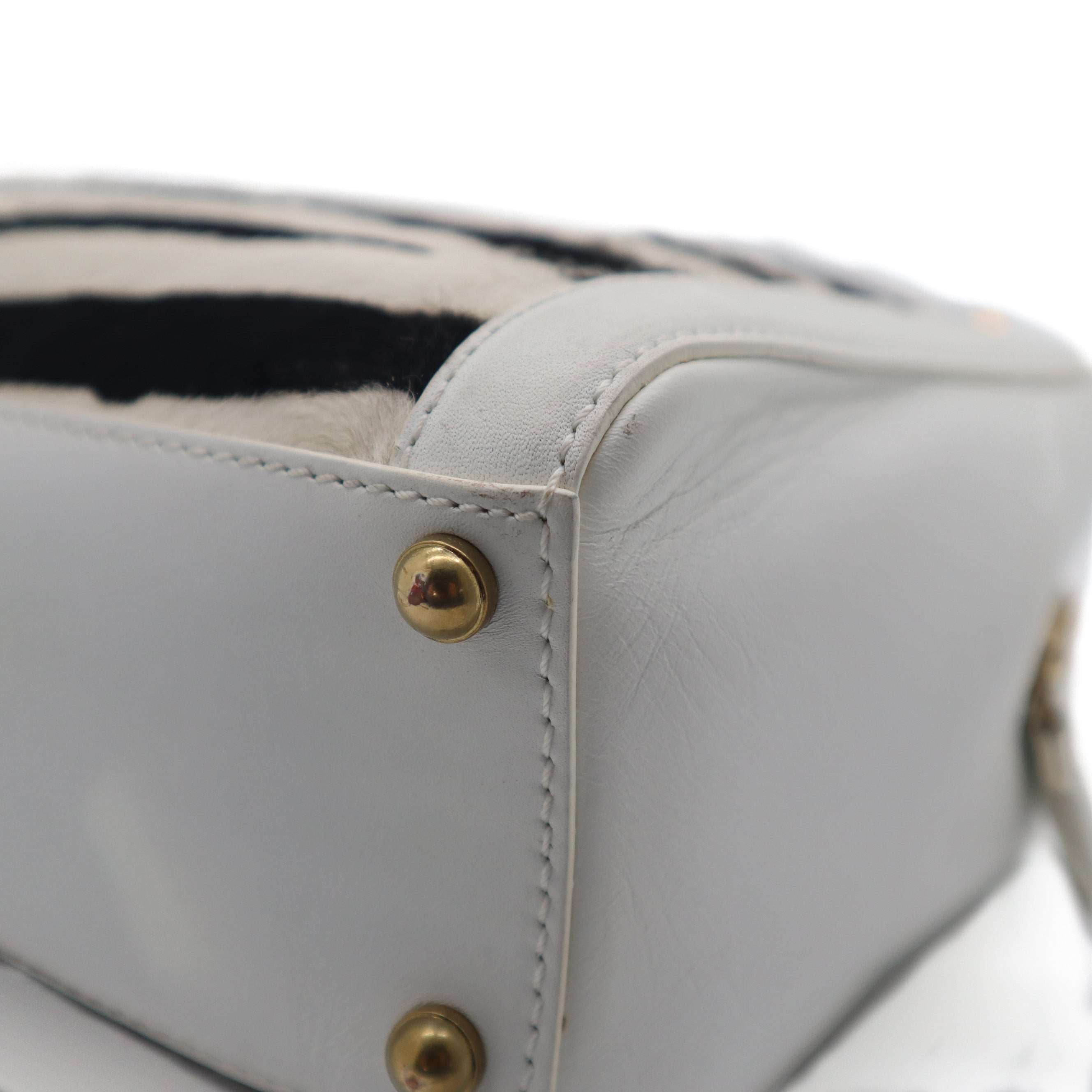 ÉPROUVÉE Jimmy Choo White Leather Calf Hair Zebra Print Handbag