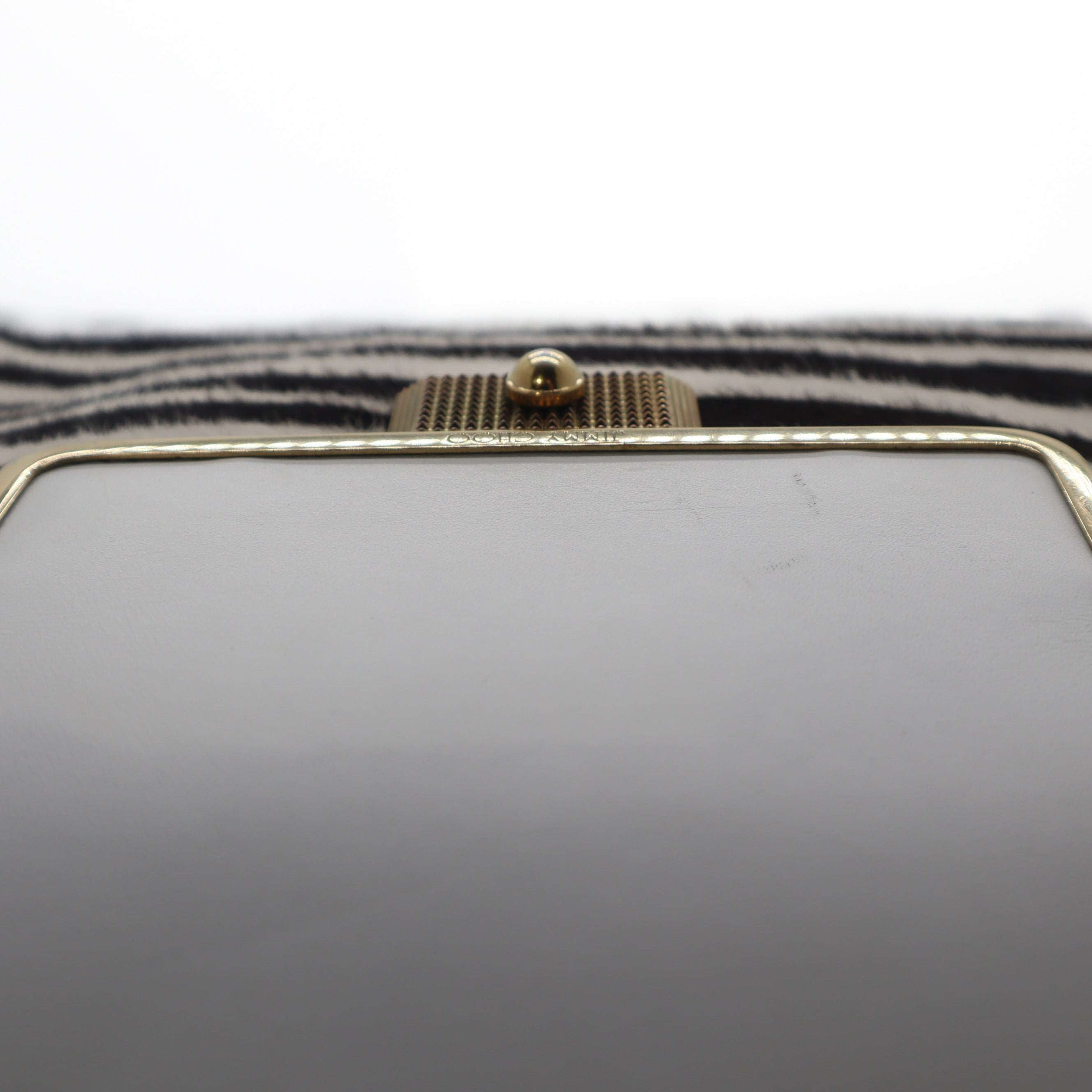 ÉPROUVÉE Jimmy Choo White Leather Calf Hair Zebra Print Handbag