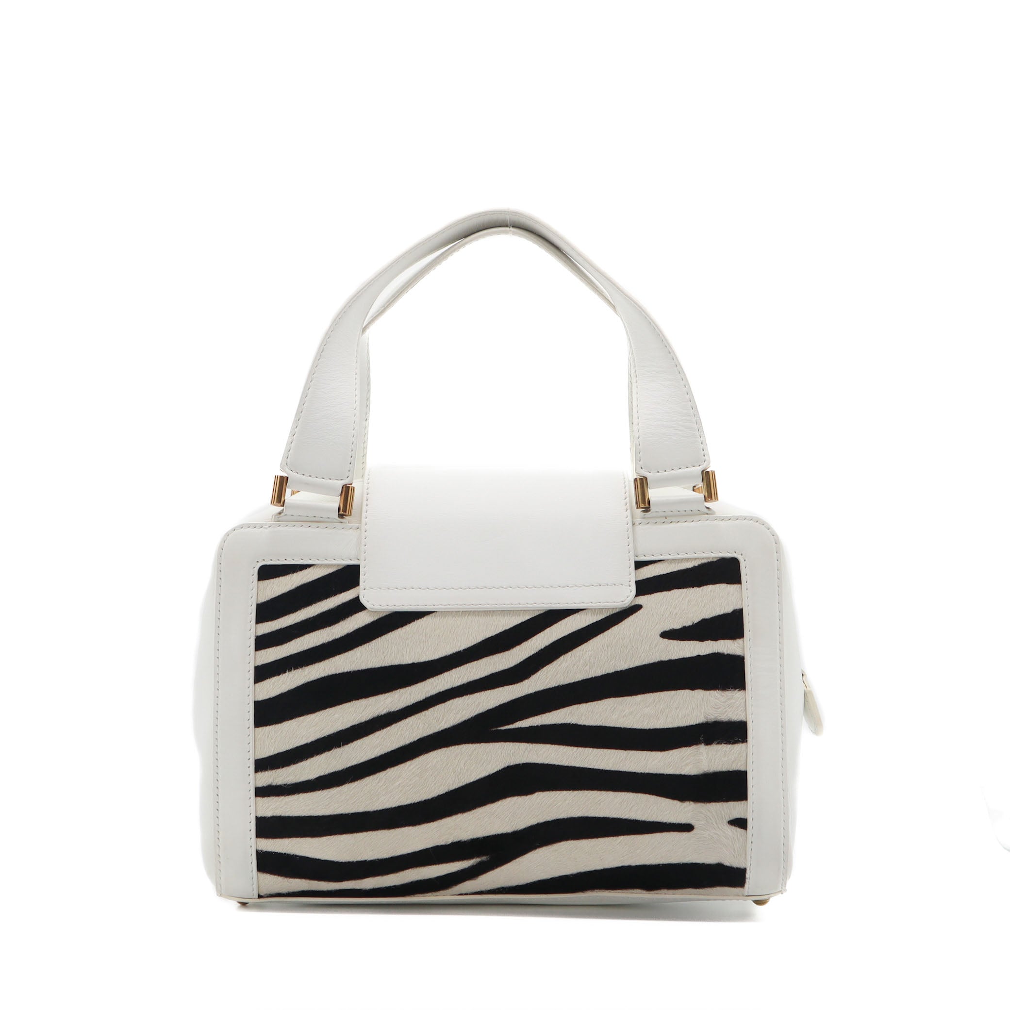 ÉPROUVÉE Jimmy Choo White Leather Calf Hair Zebra Print Handbag