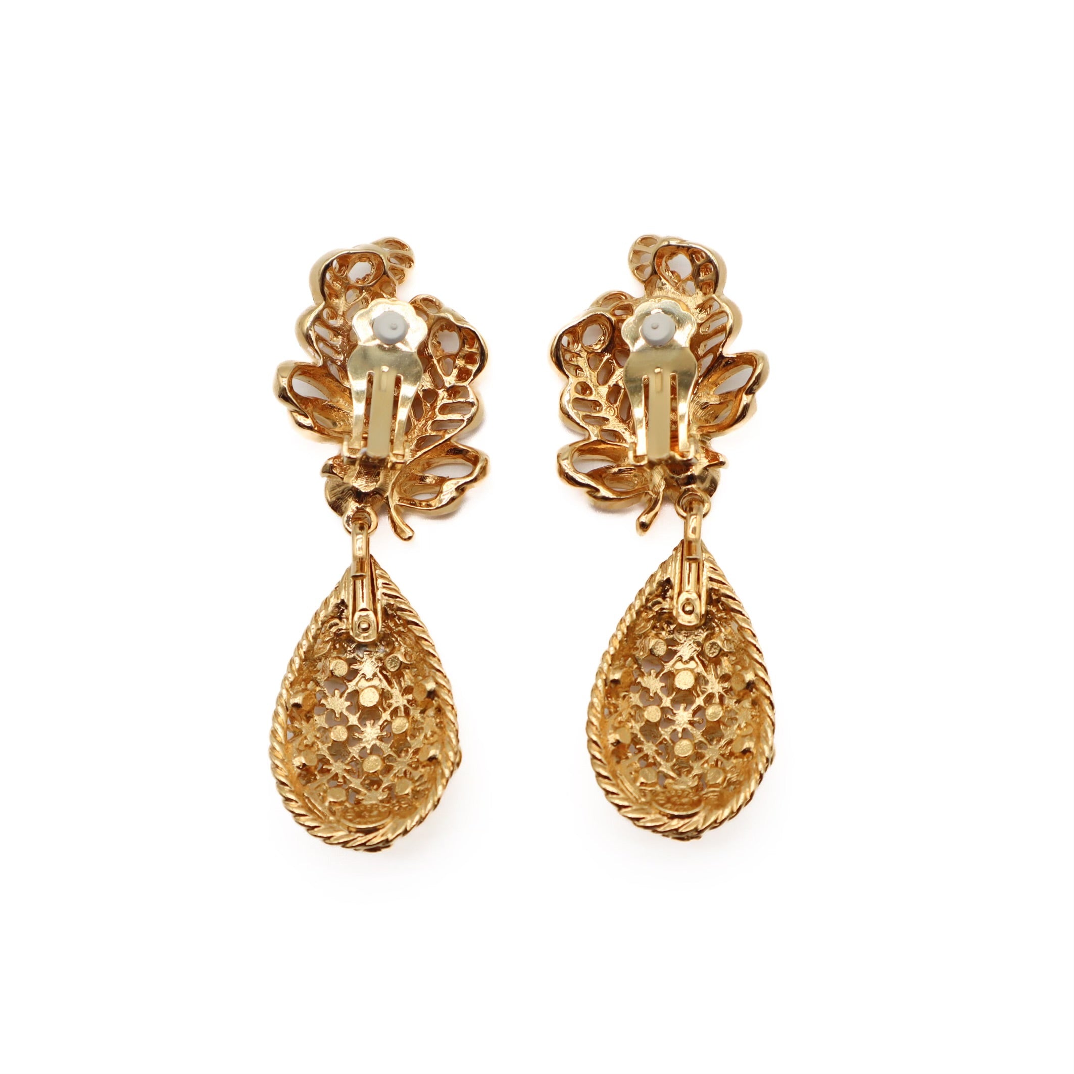 Vintage For Avon Feather Drop Clip On Earrings