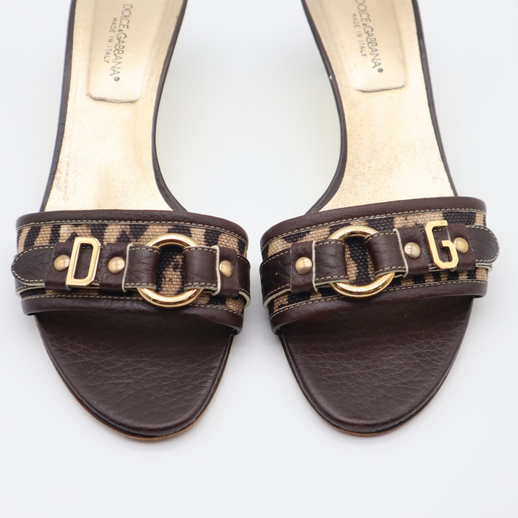 Vintage Leopard DG Logo Heeled Slides