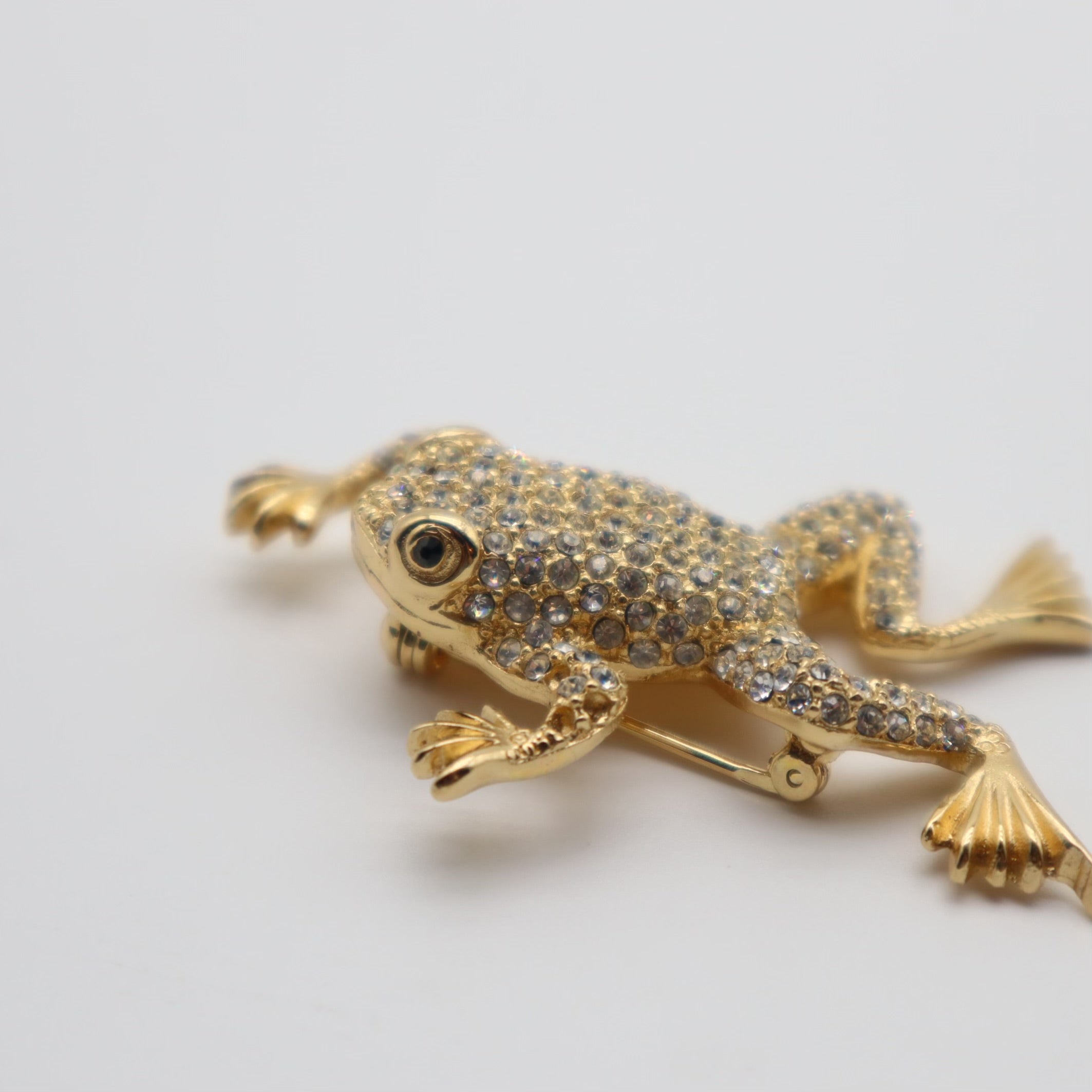 Crystal Embellished Frog Brooch