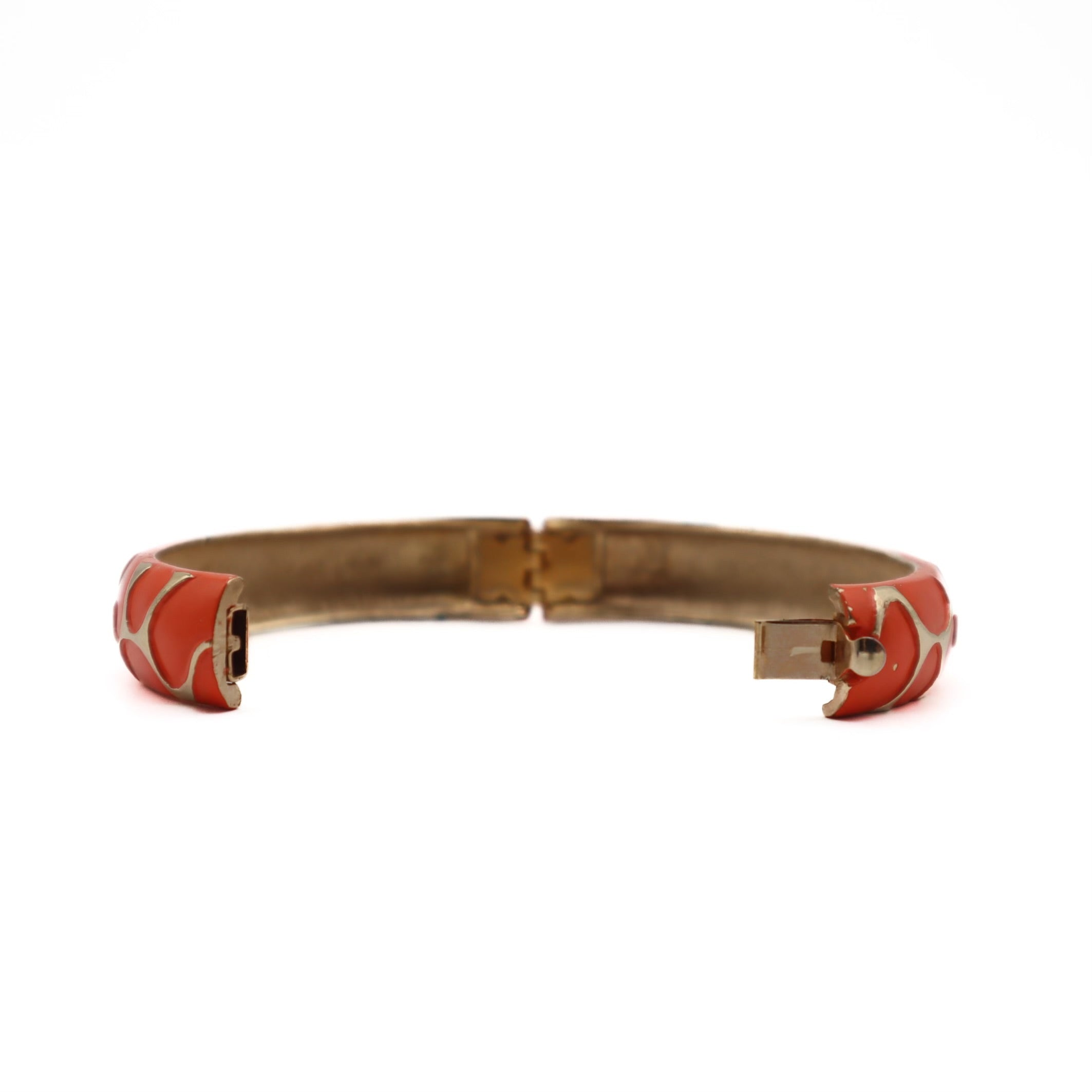 Vintage Orange Enamel Bangle Bracelet