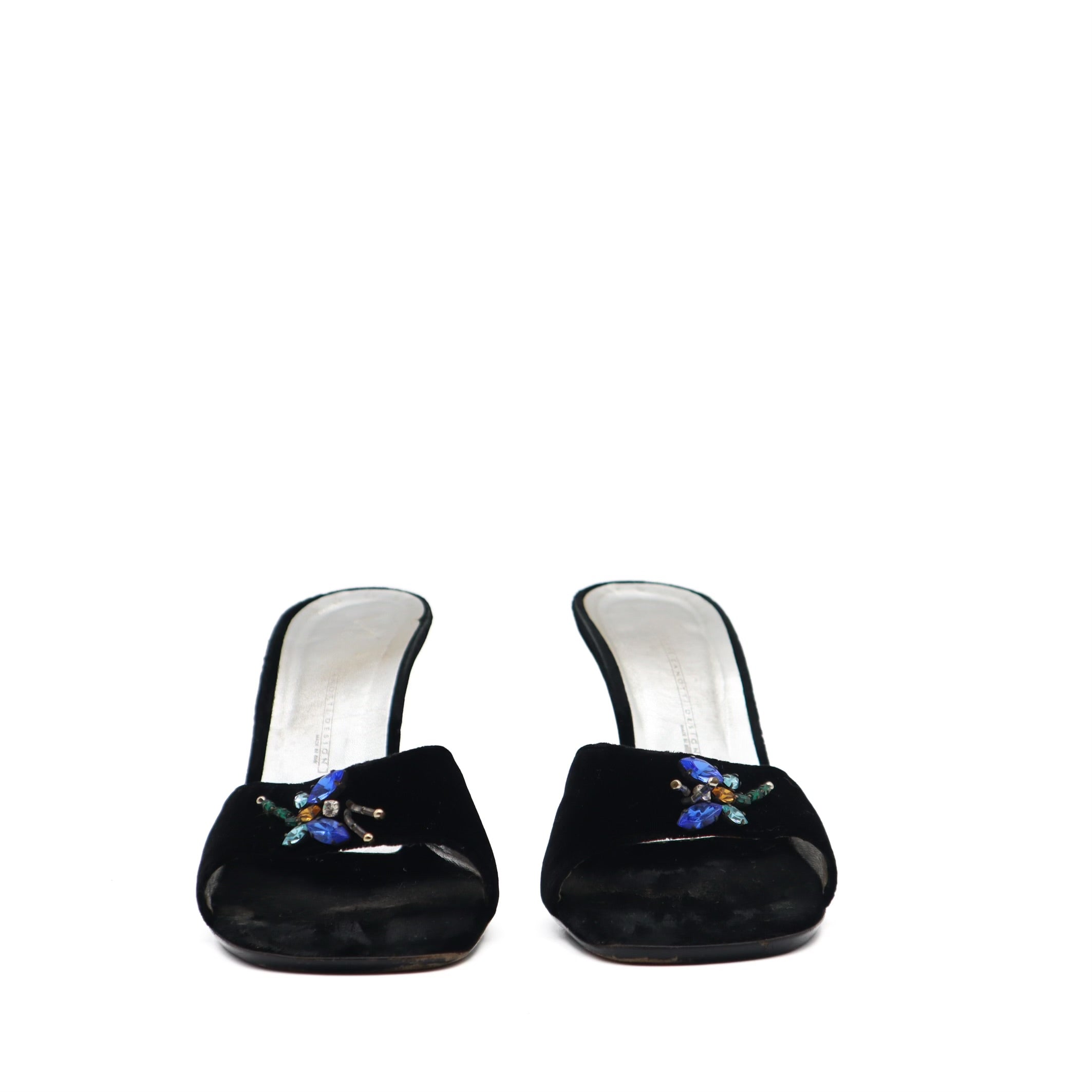 Vintage Y2K Dragonfly Velvet Heeled Slides Size 39