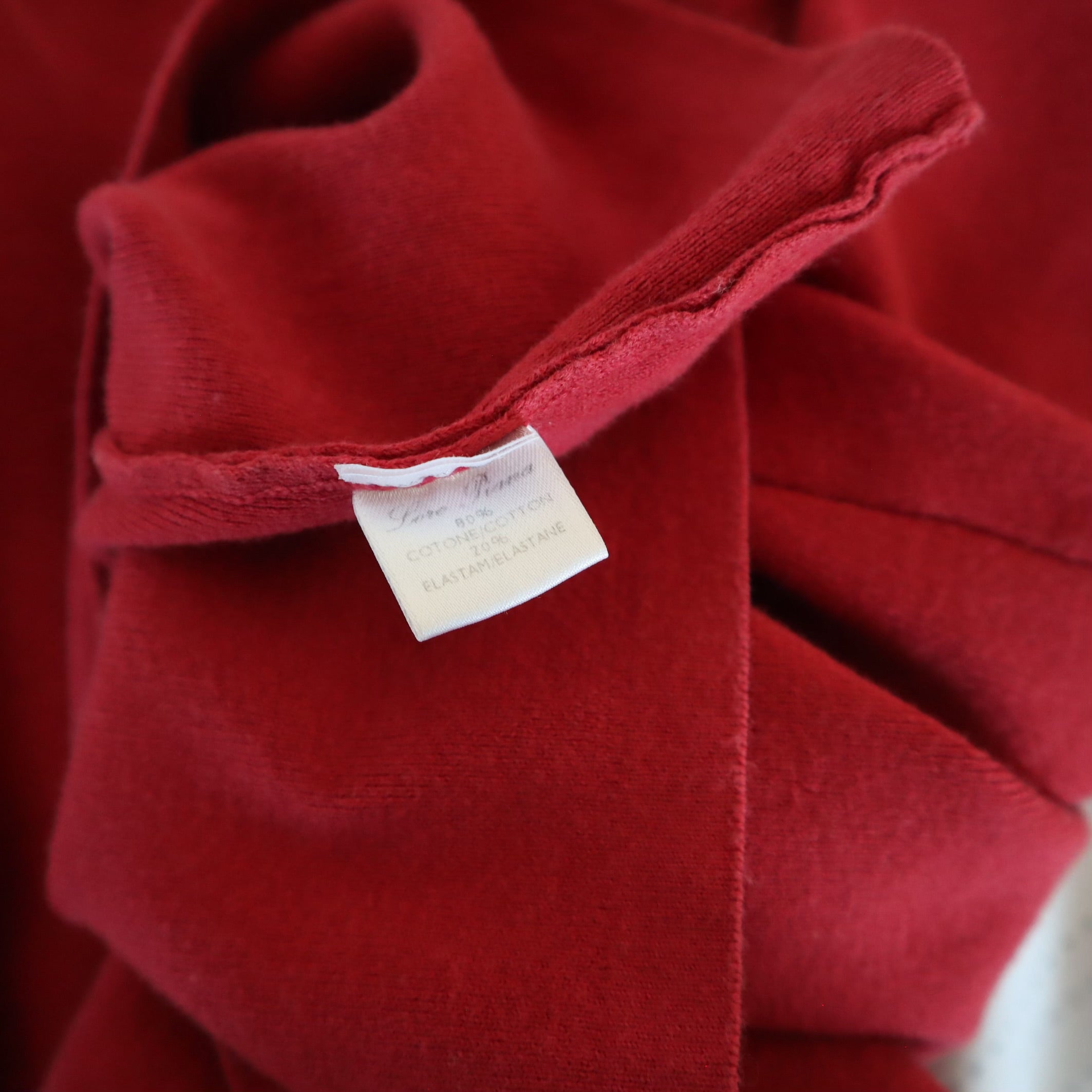 Red 3/4 Sleeve Cotton Blend Collared Shirt Size 42