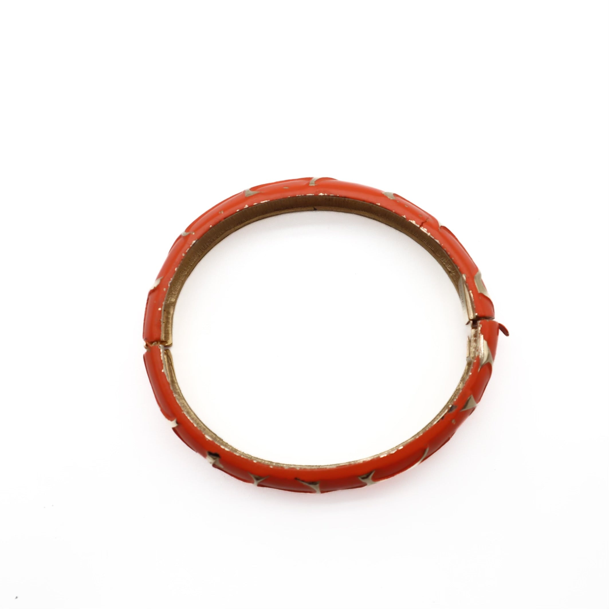 Vintage Orange Enamel Bangle Bracelet