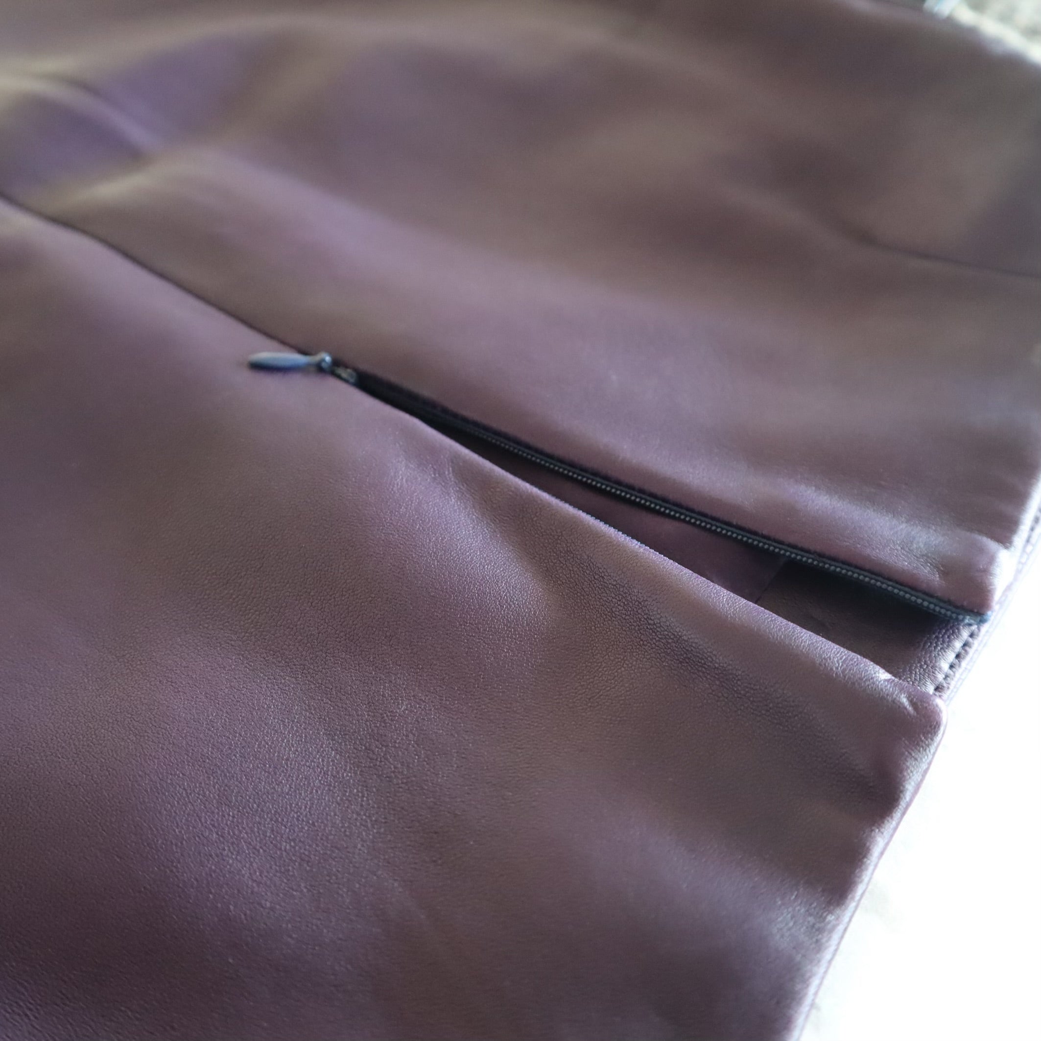 Purple Lambskin Leather Pencil Skirt
