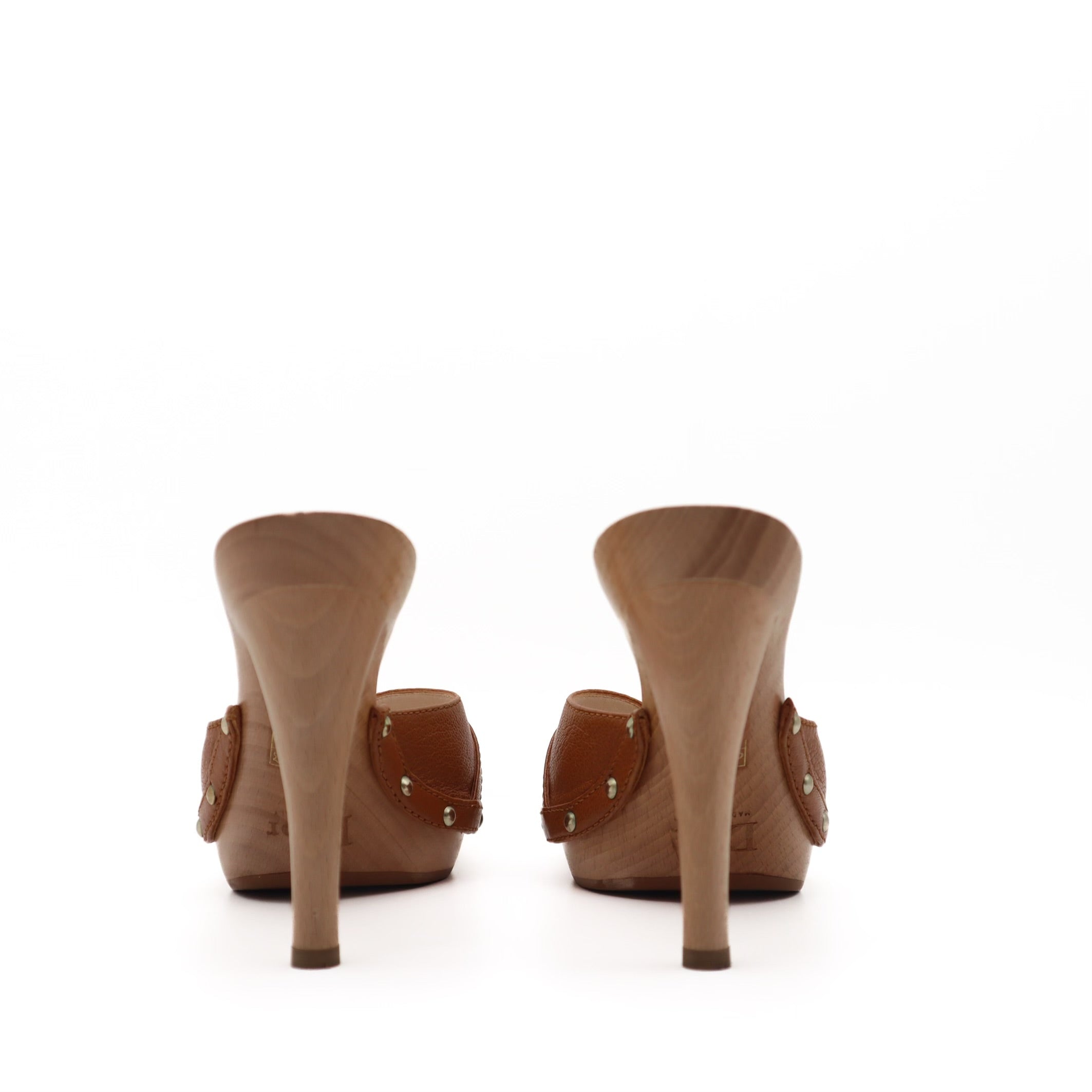 Vintage Y2K Wood Clog Turnlock Heels