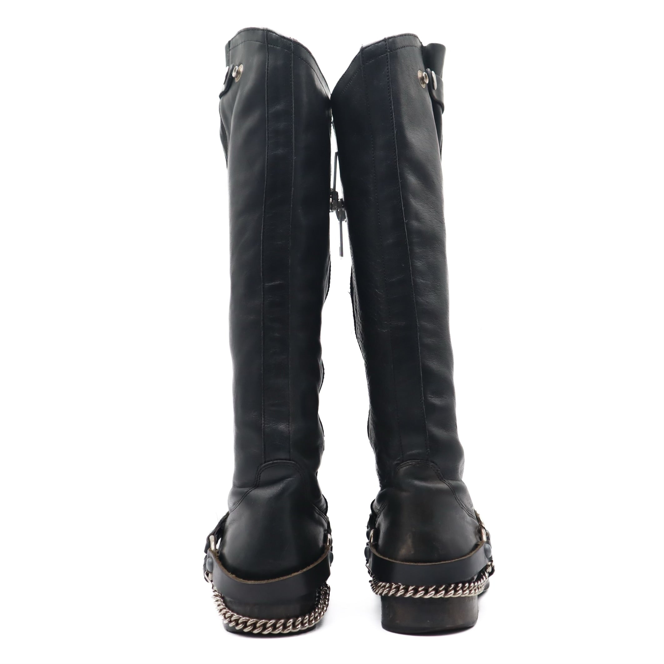 Motorcycle Chained Embellished Riding Boots