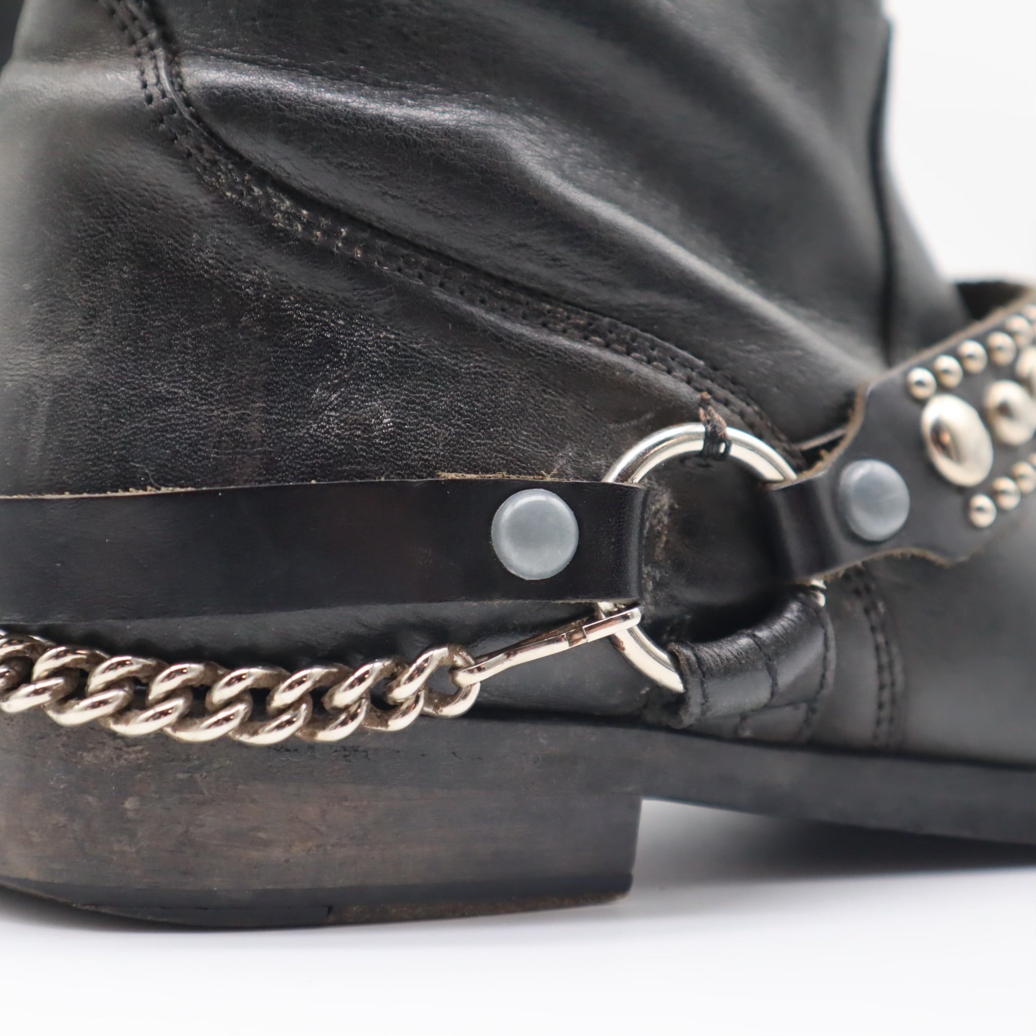 Motorcycle Chained Embellished Riding Boots