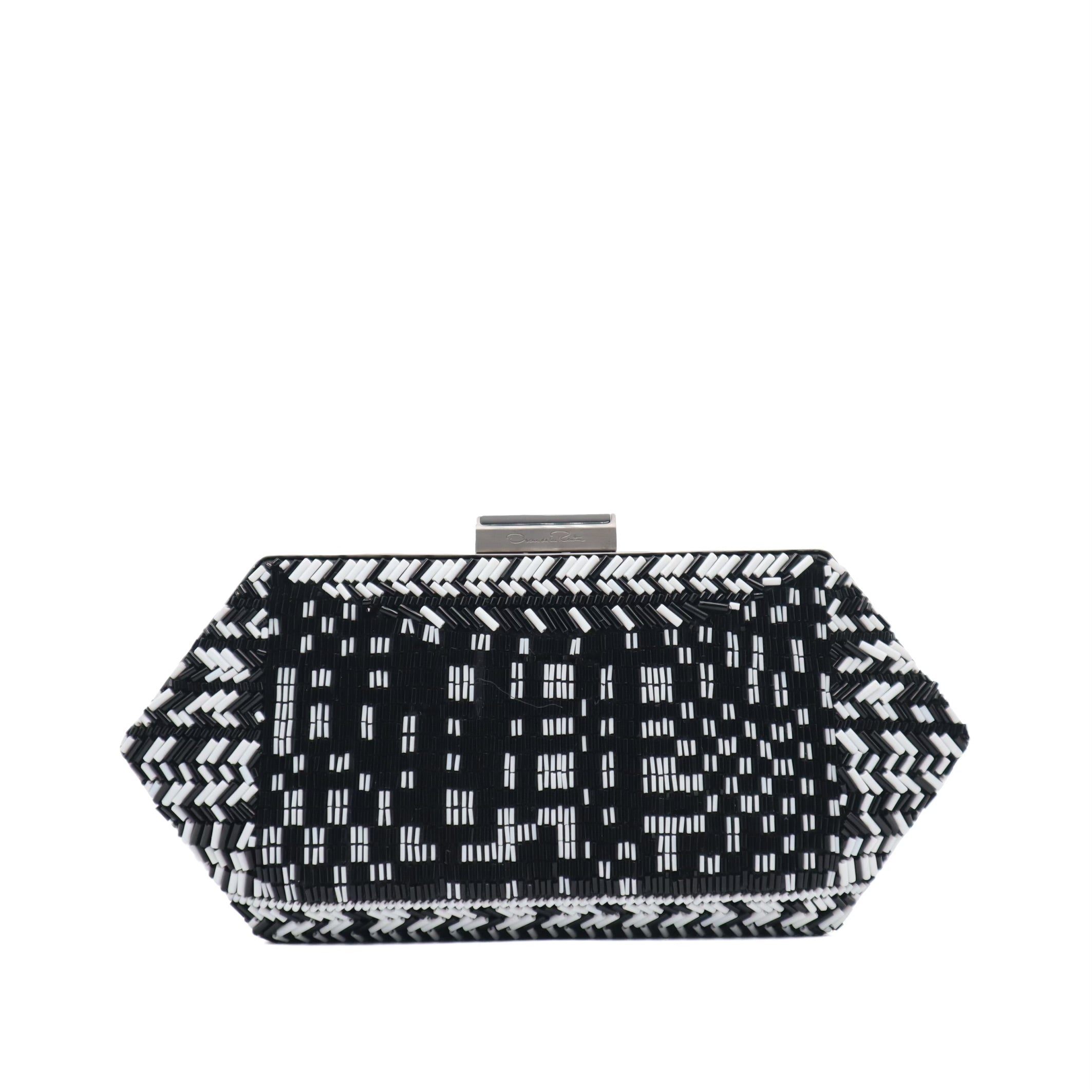 Beaded Trapezoid Chained Clutch Bag