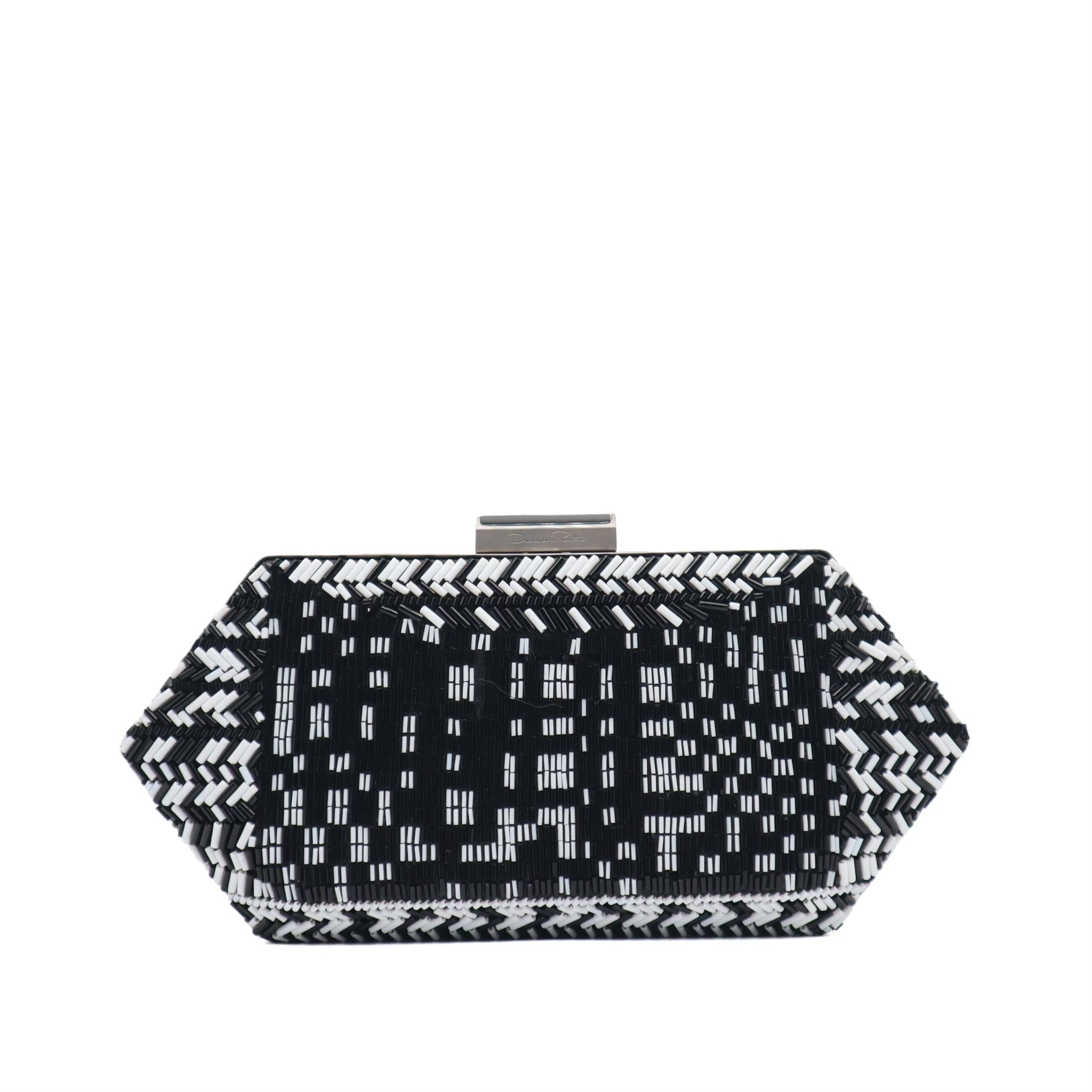 Beaded Trapezoid Chained Clutch Bag