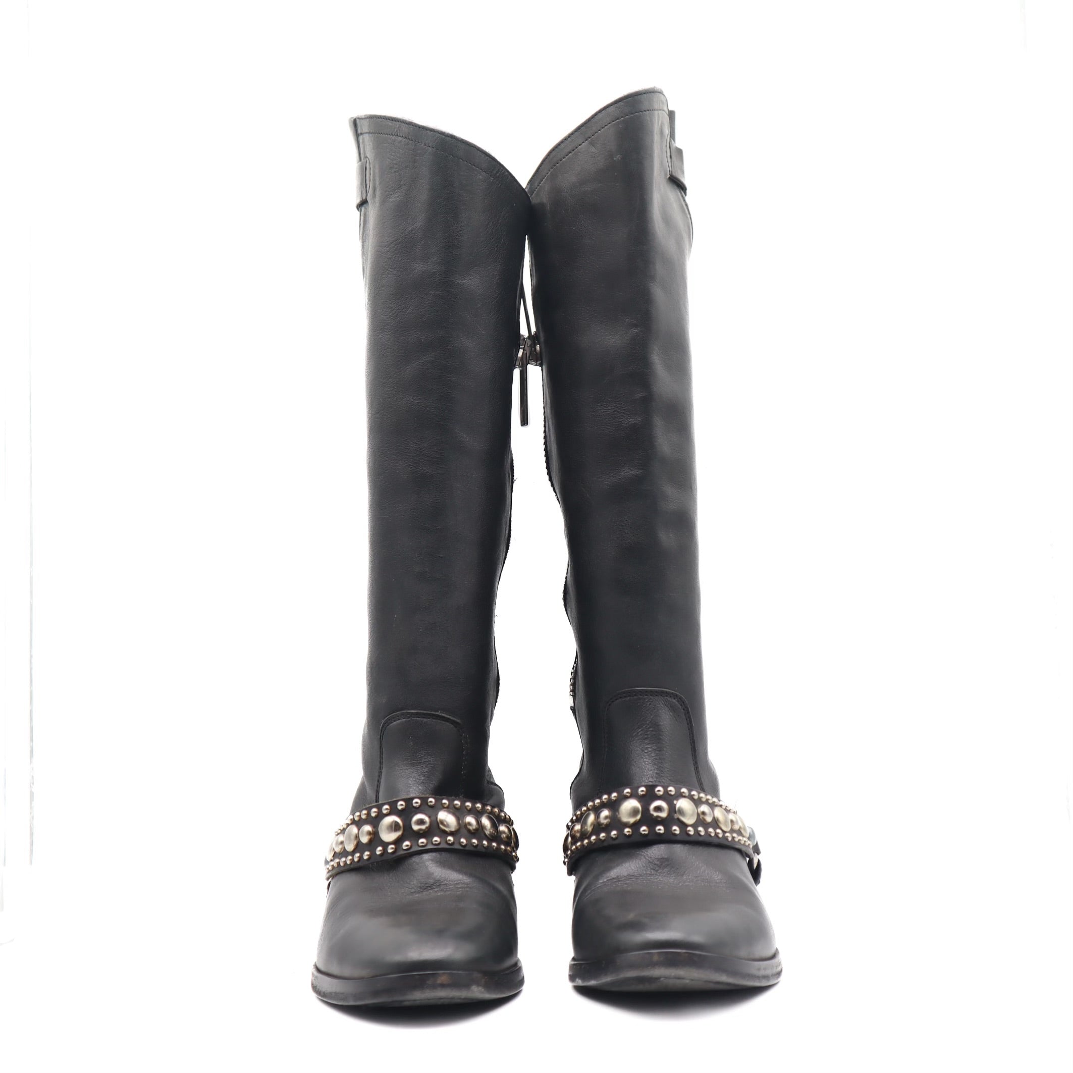 Motorcycle Chained Embellished Riding Boots