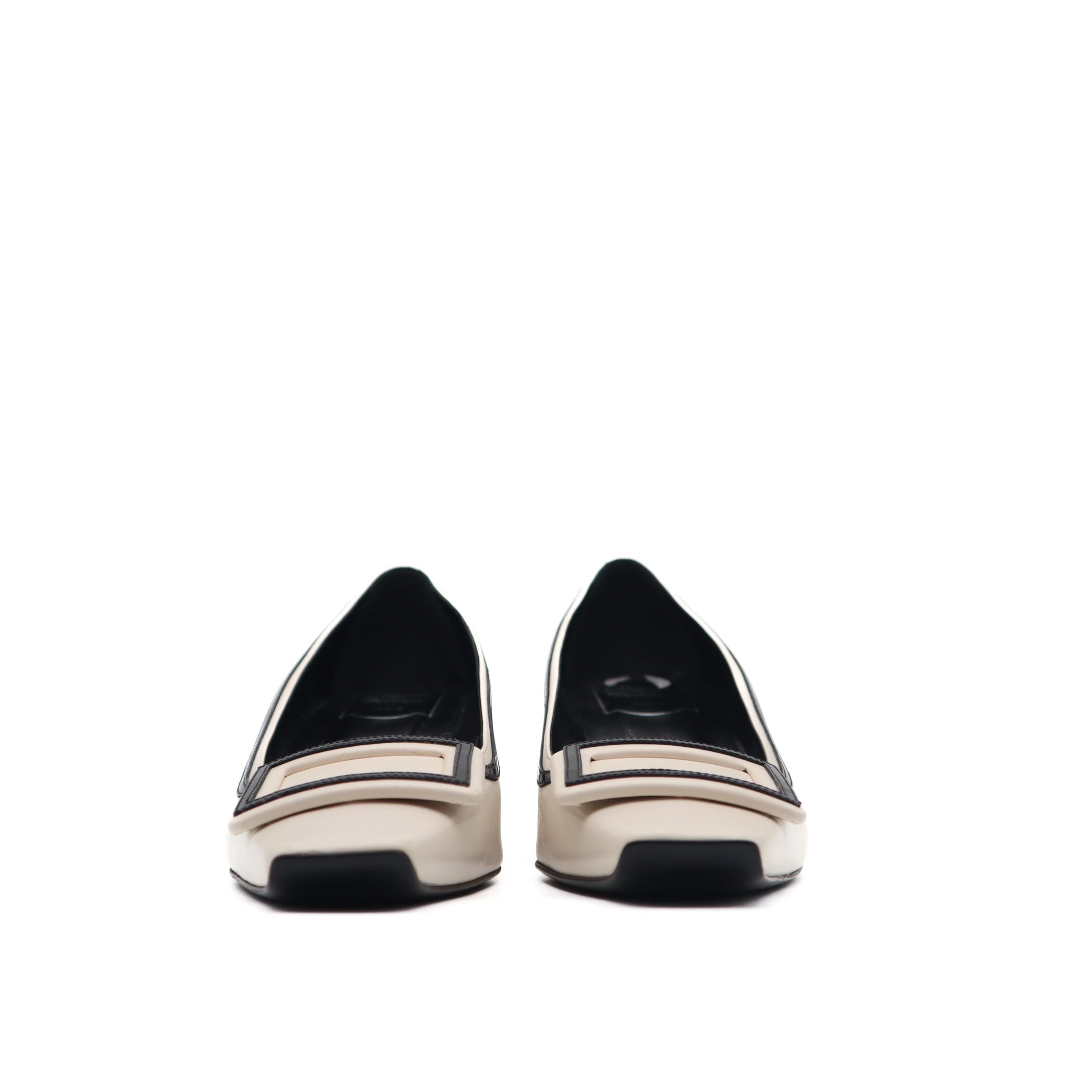 Black/White Belle Vivier Graphic Med Leather Pumps