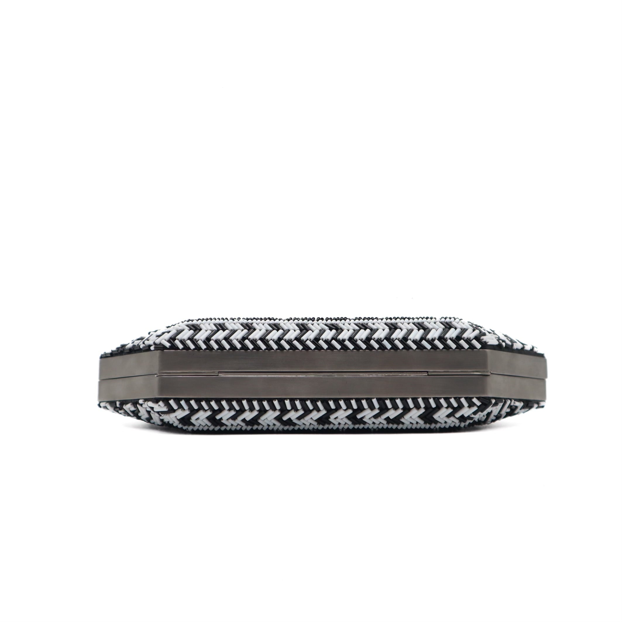 Beaded Trapezoid Chained Clutch Bag