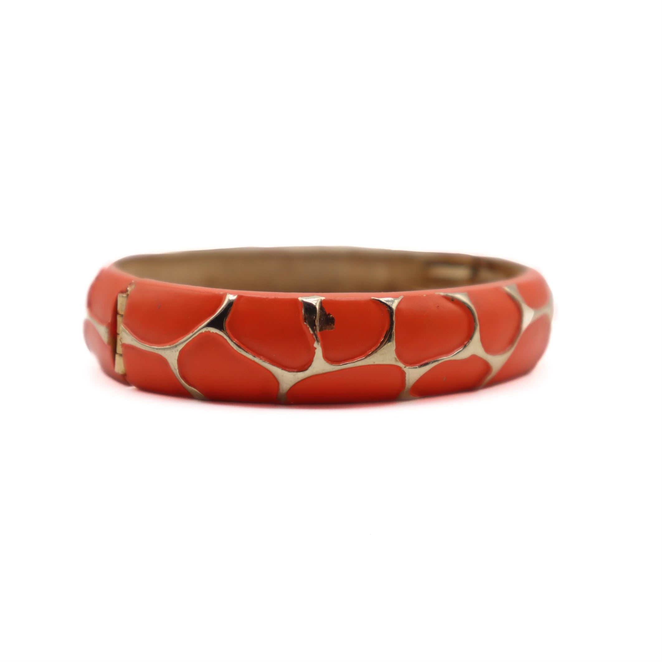 Vintage Orange Enamel Bangle Bracelet