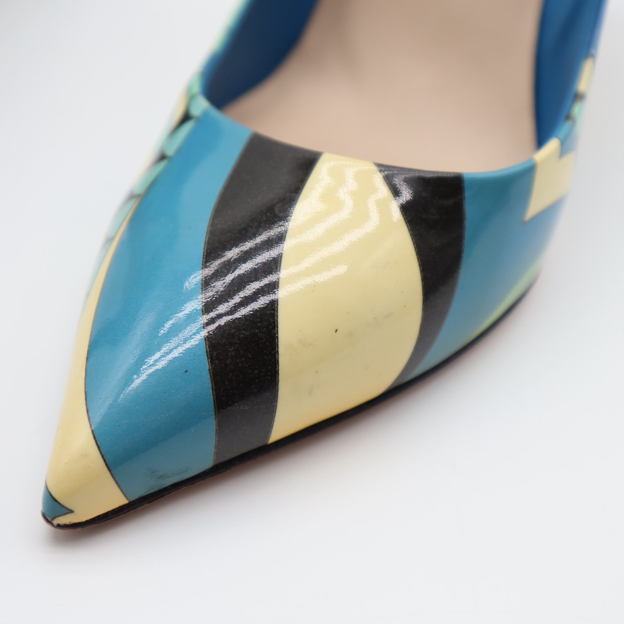 Patent Leather Abstract Printed Pumps