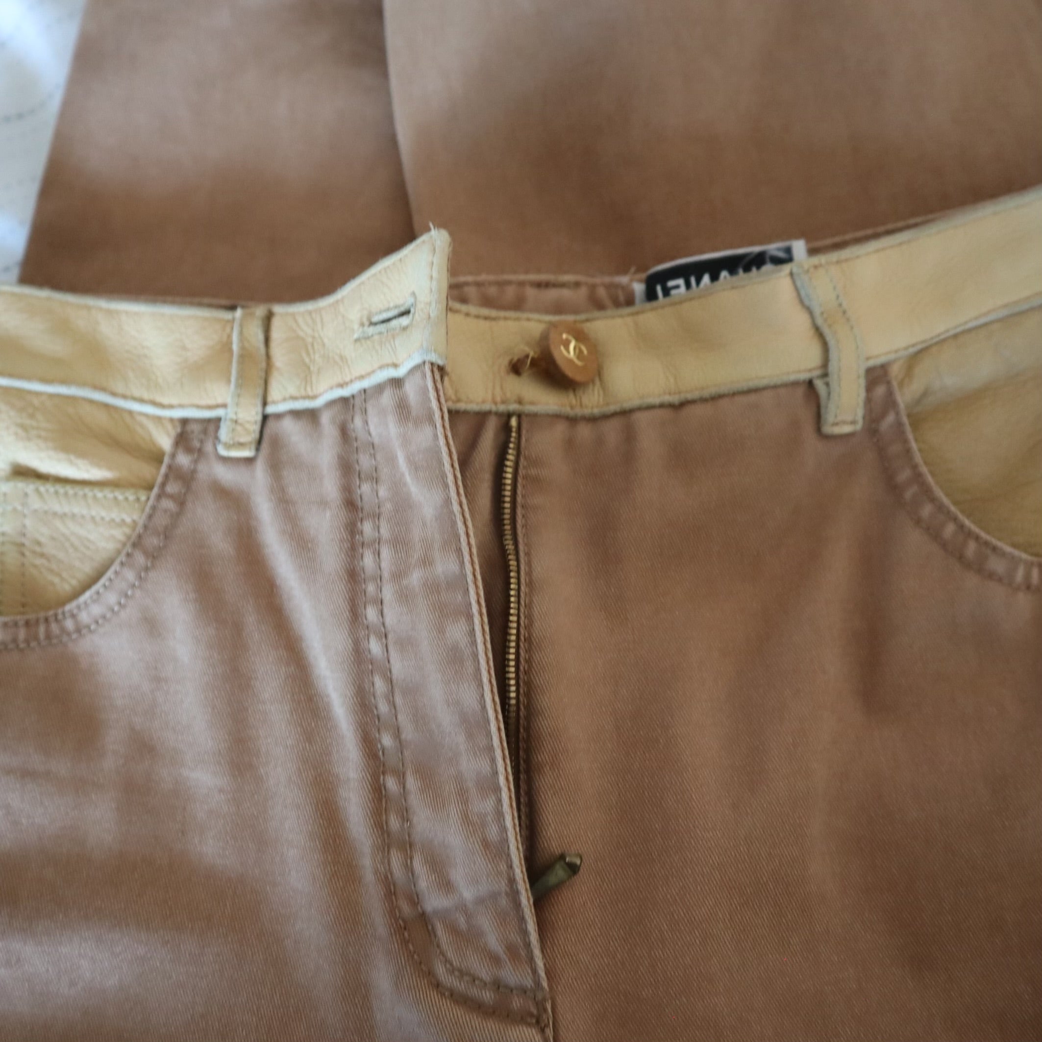 Western Flared Leather Patchwork Jeans