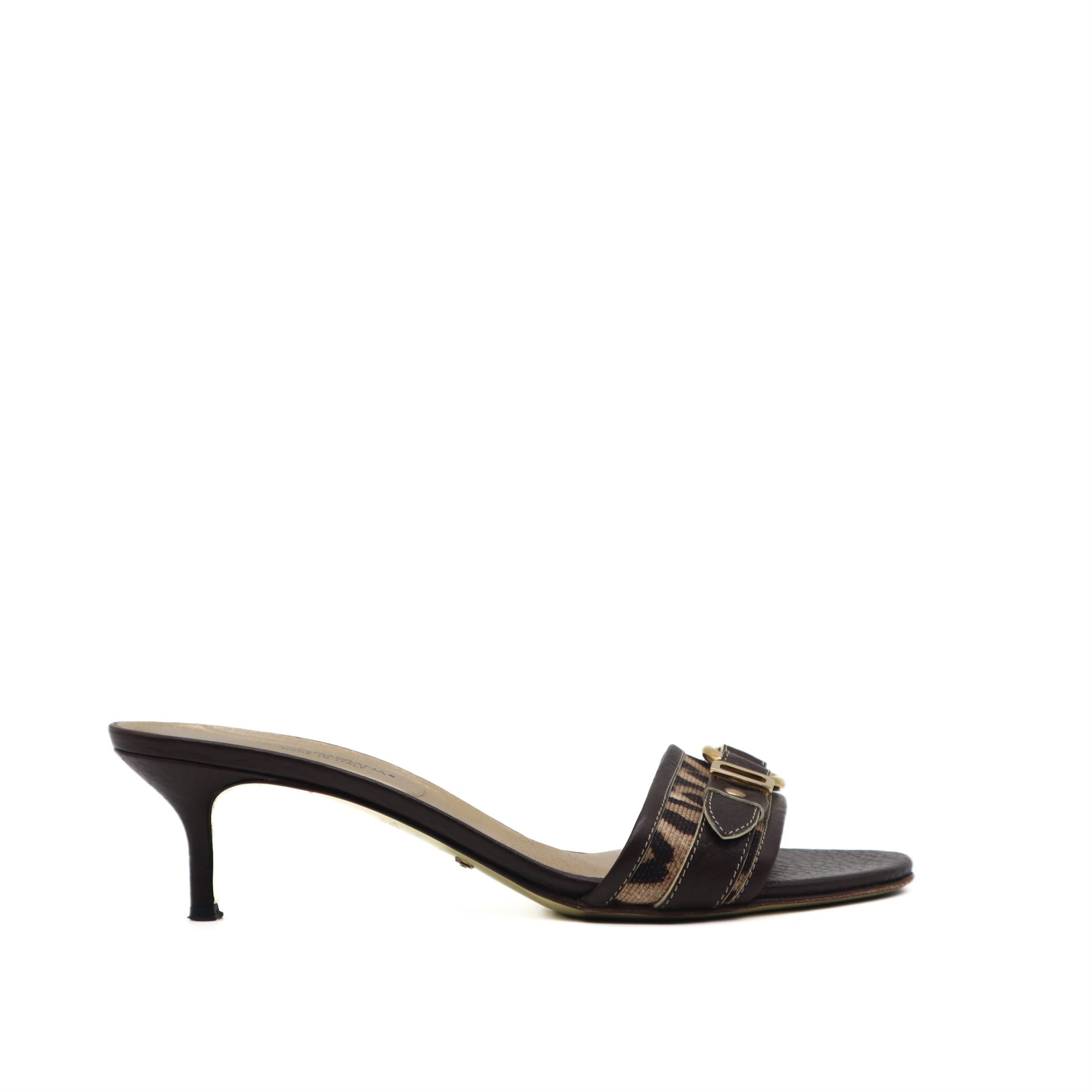 Vintage Leopard DG Logo Heeled Slides