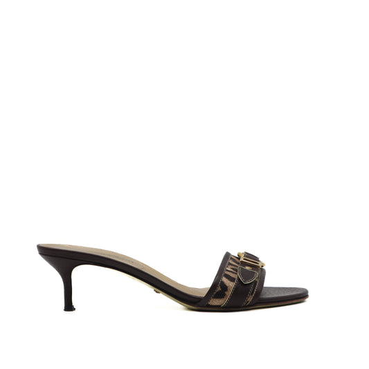 Vintage Leopard DG Logo Heeled Slides