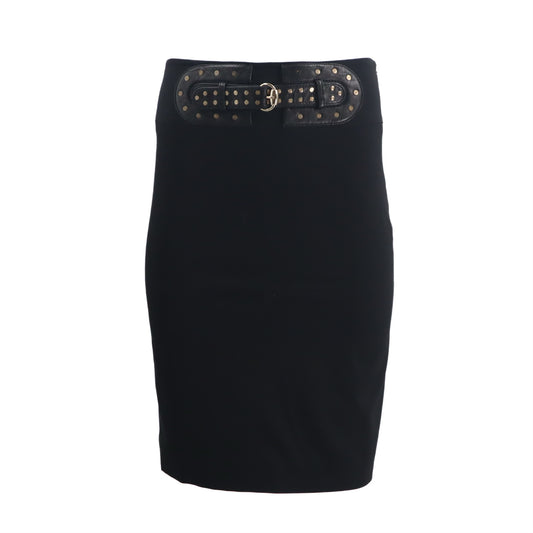 Tom Ford Era Black Wool Blend Belted Pencil Skirt Size 40