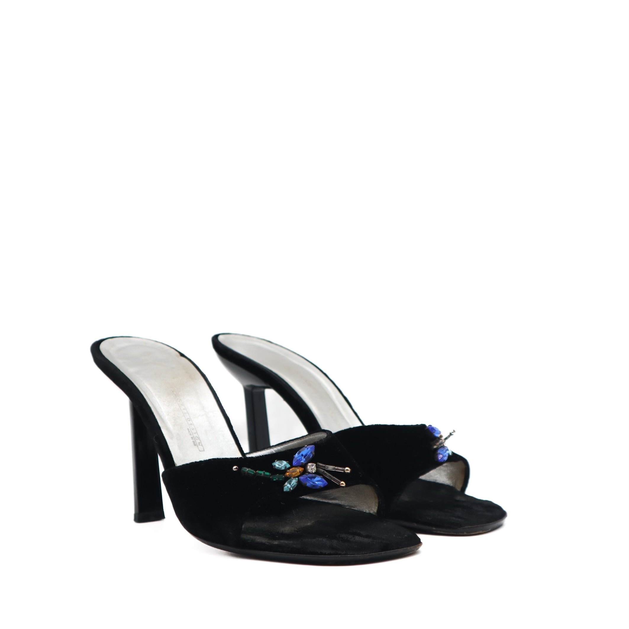 Vintage Y2K Dragonfly Velvet Heeled Slides Size 39