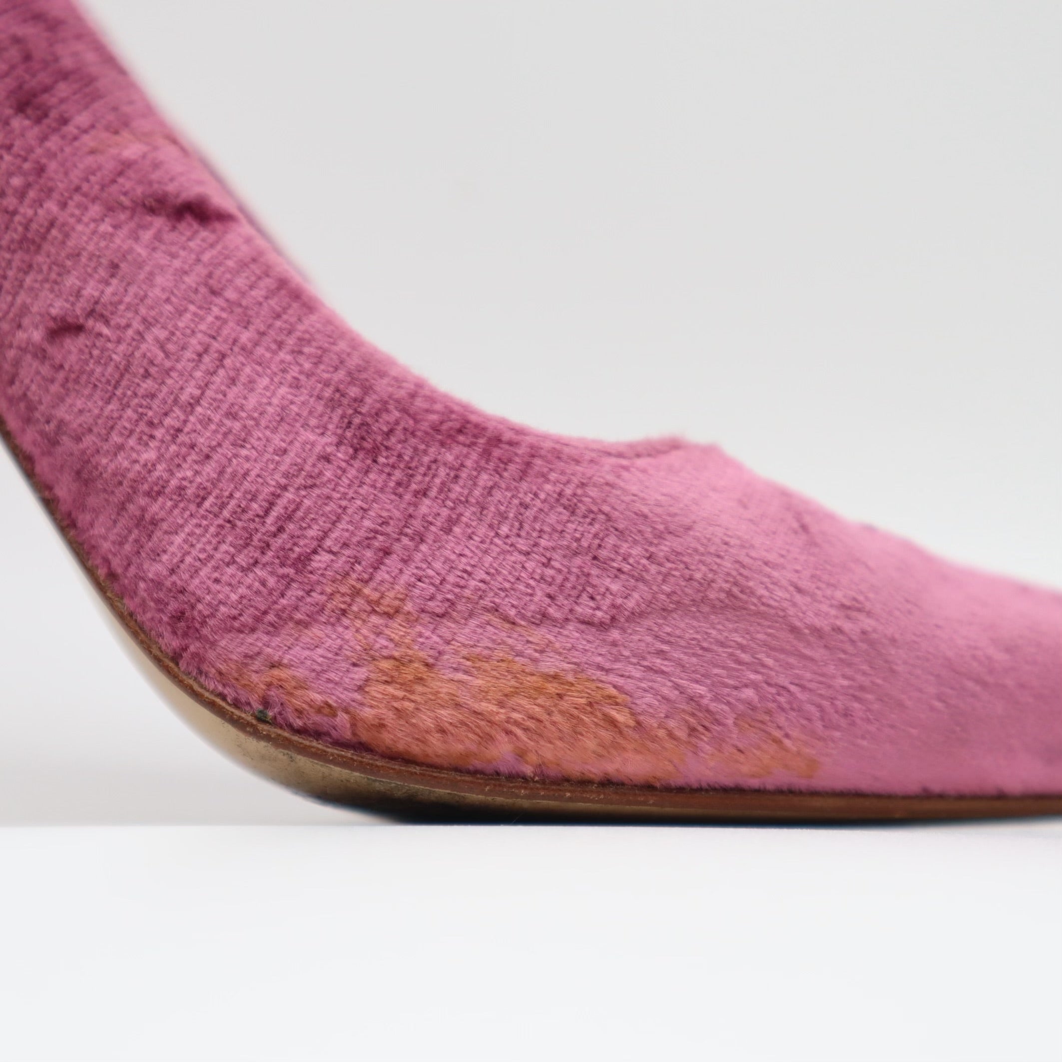 Purple Velvet Wood Heeled Pumps