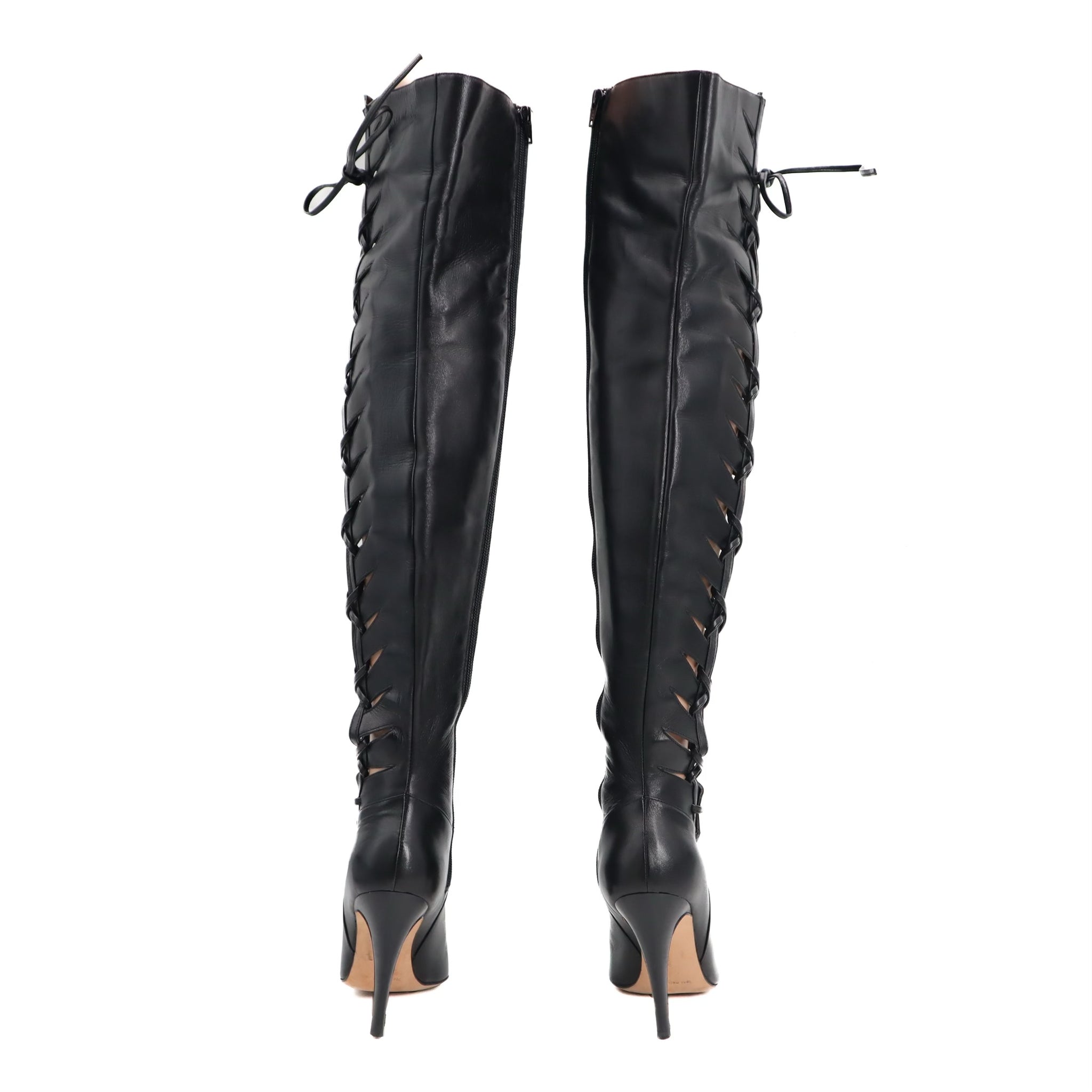 Knee High Lace Up Leather Boots