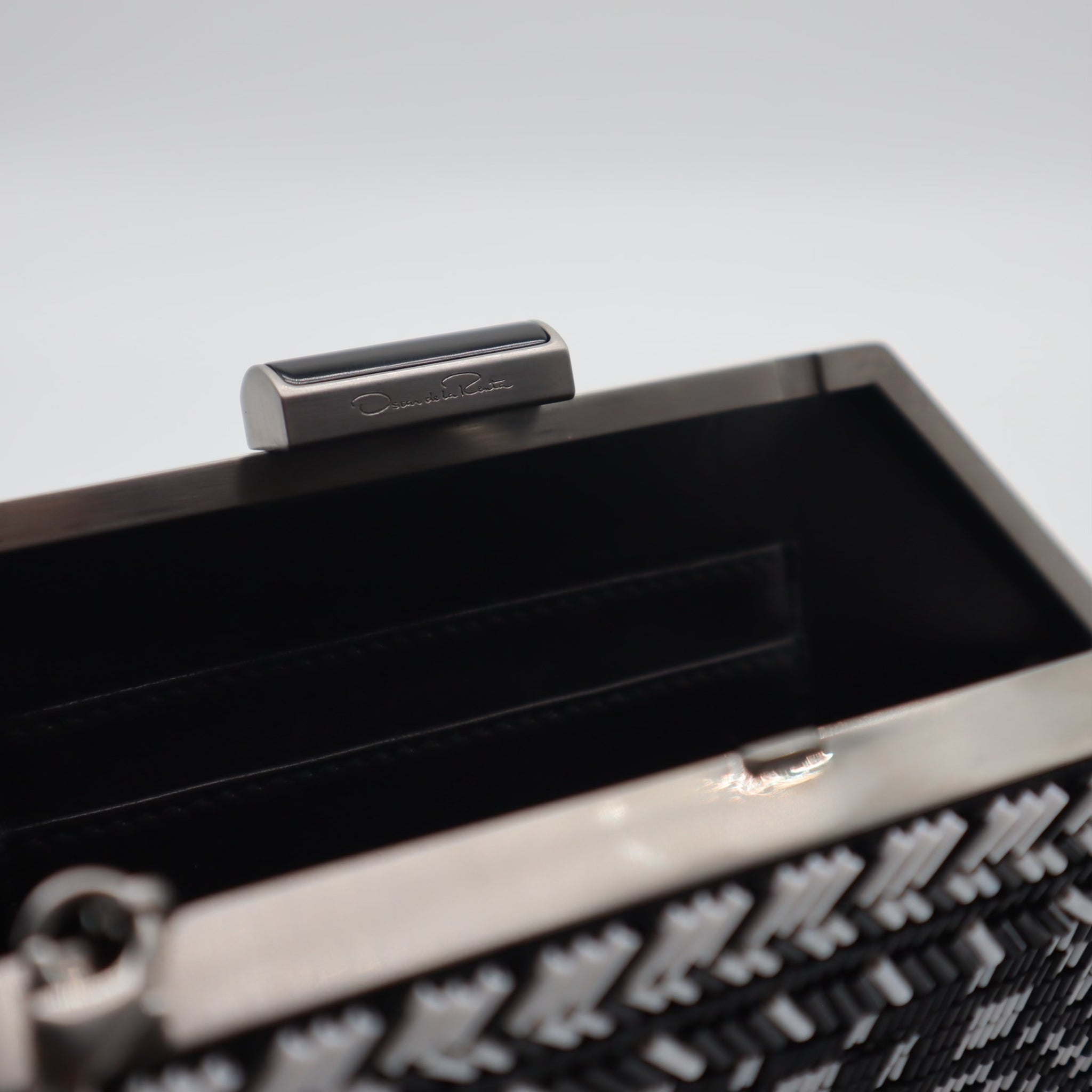 Beaded Trapezoid Chained Clutch Bag
