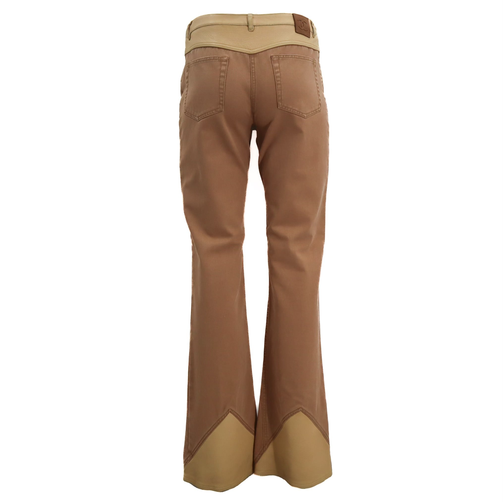 Western Flared Leather Patchwork Jeans