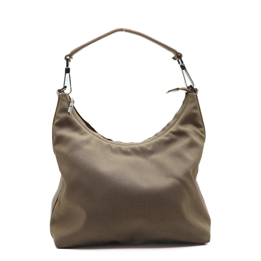 Nylon Canvas Olive Green Hobo Shoulder Bag