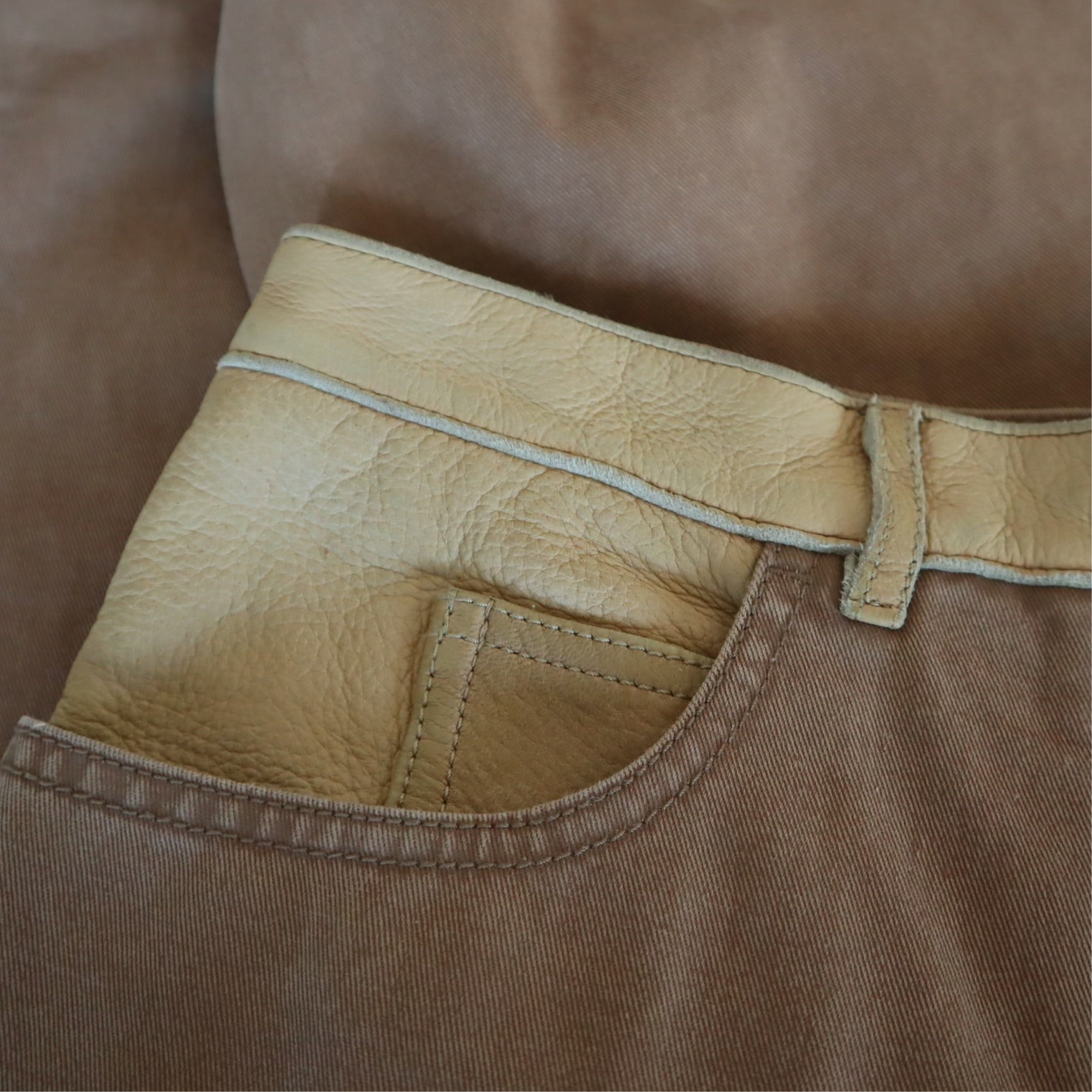 Western Flared Leather Patchwork Jeans