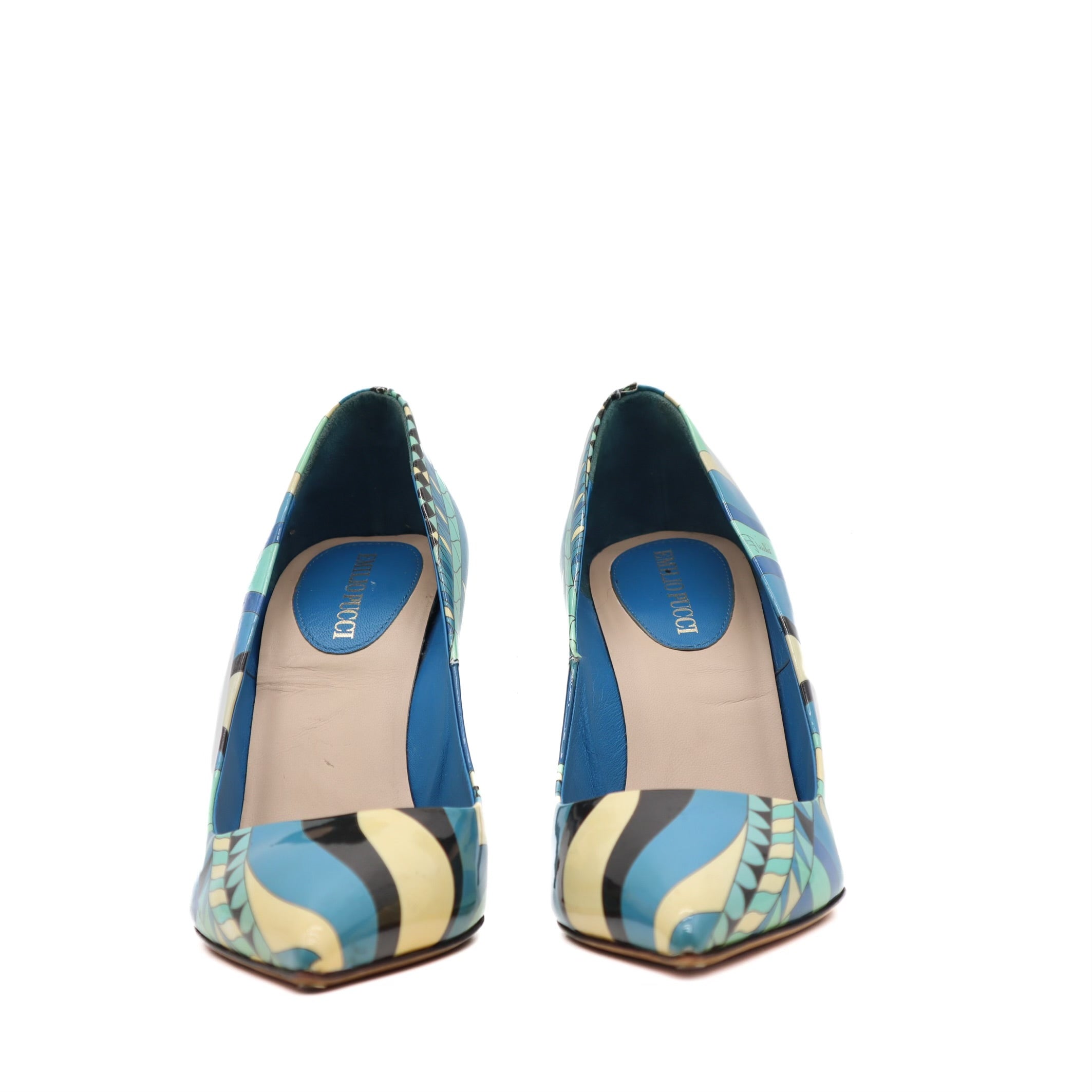 Patent Leather Abstract Printed Pumps