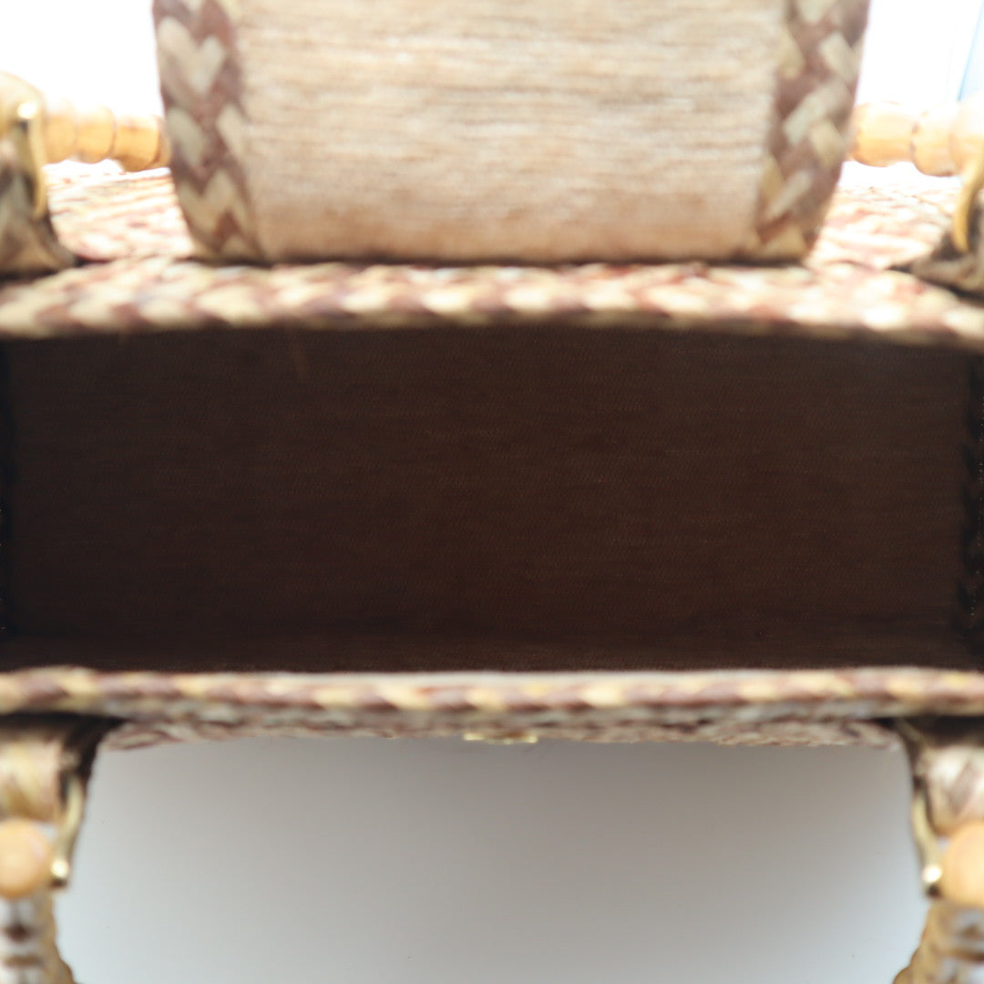 Vintage Woven Wooden Turtle Handbag