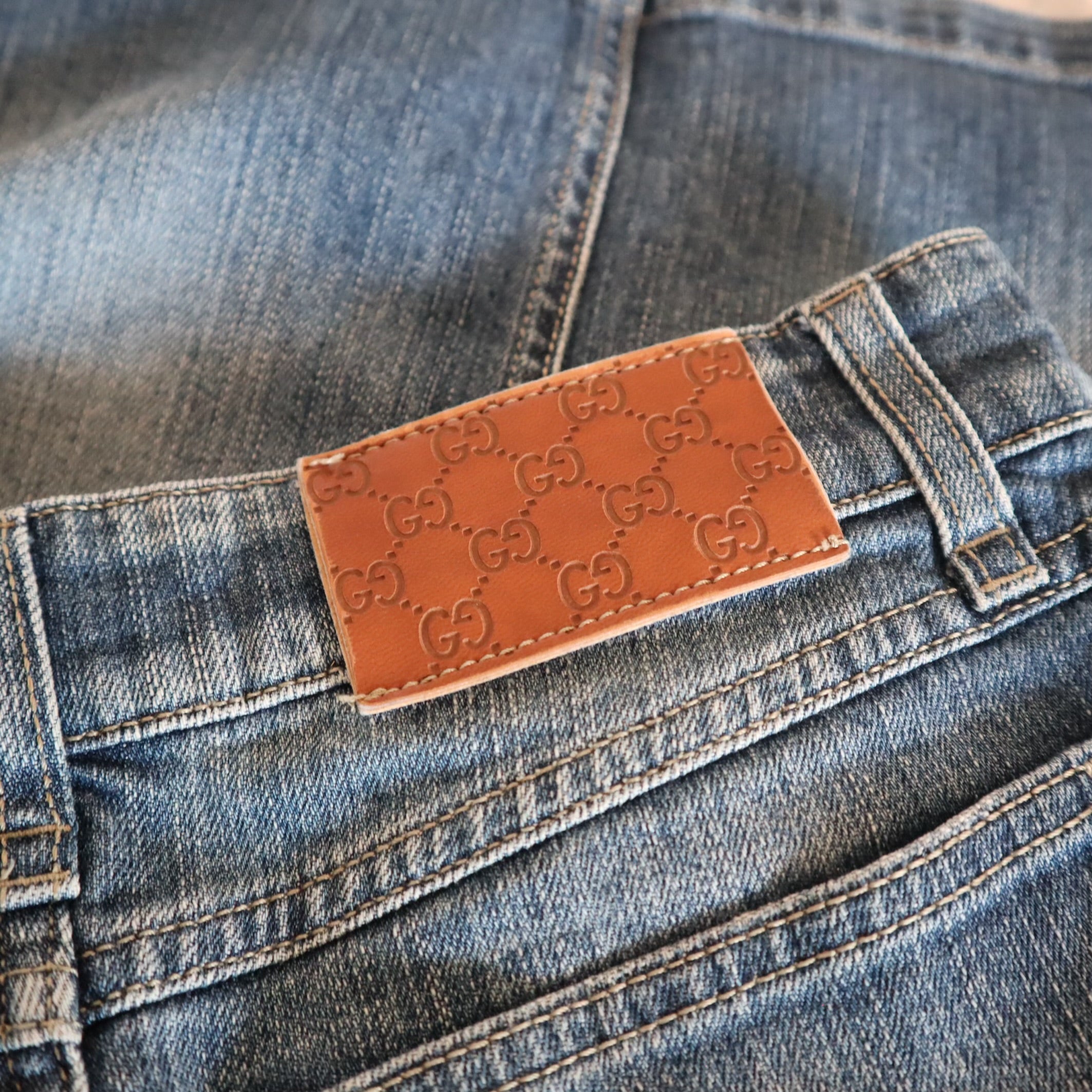 Vintage Tom Ford Heart Charm Denim Pencil Skirt