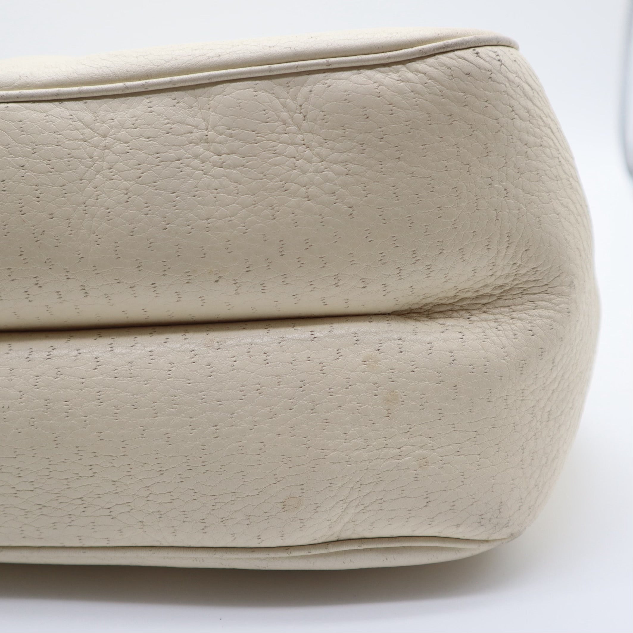 Gancini Textured Leather Top Handle Ivory Satchel