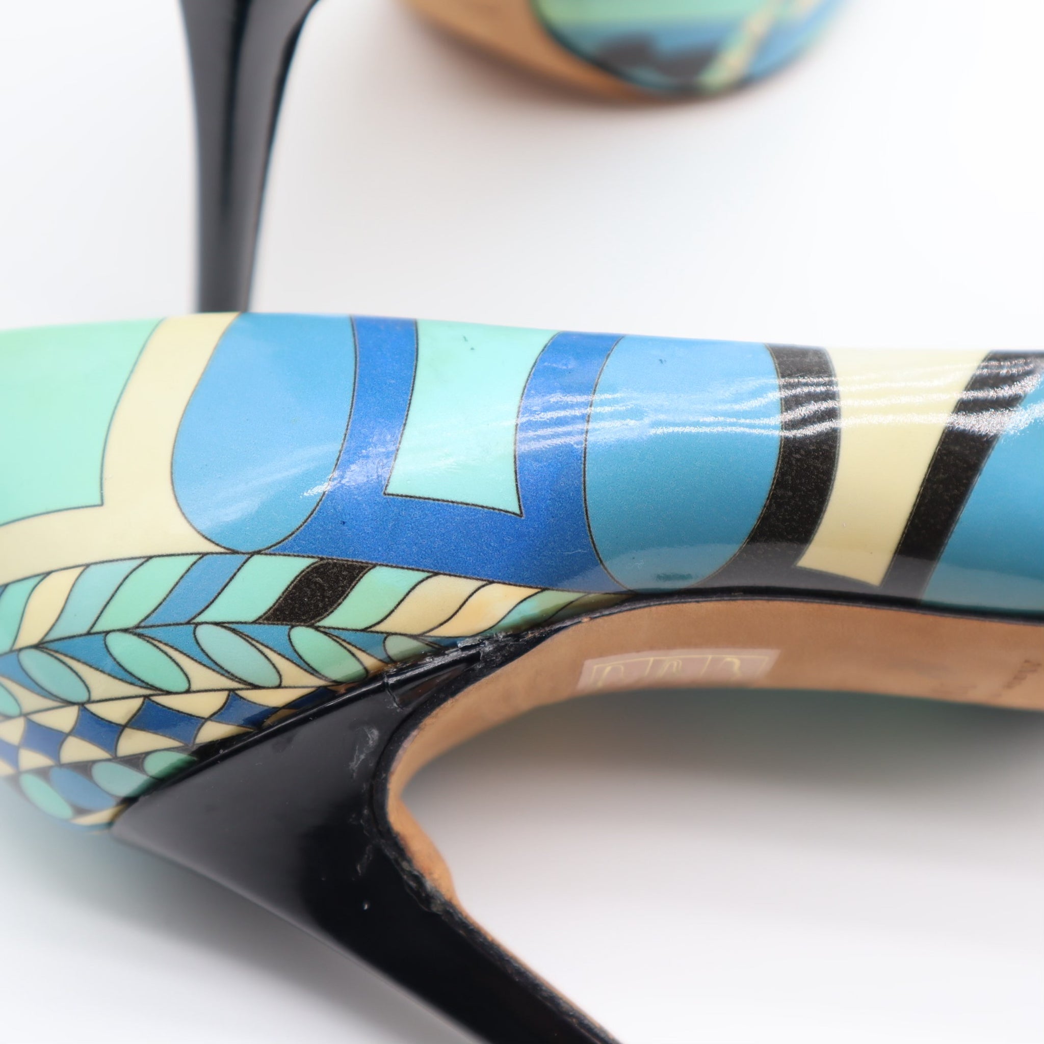 Patent Leather Abstract Printed Pumps