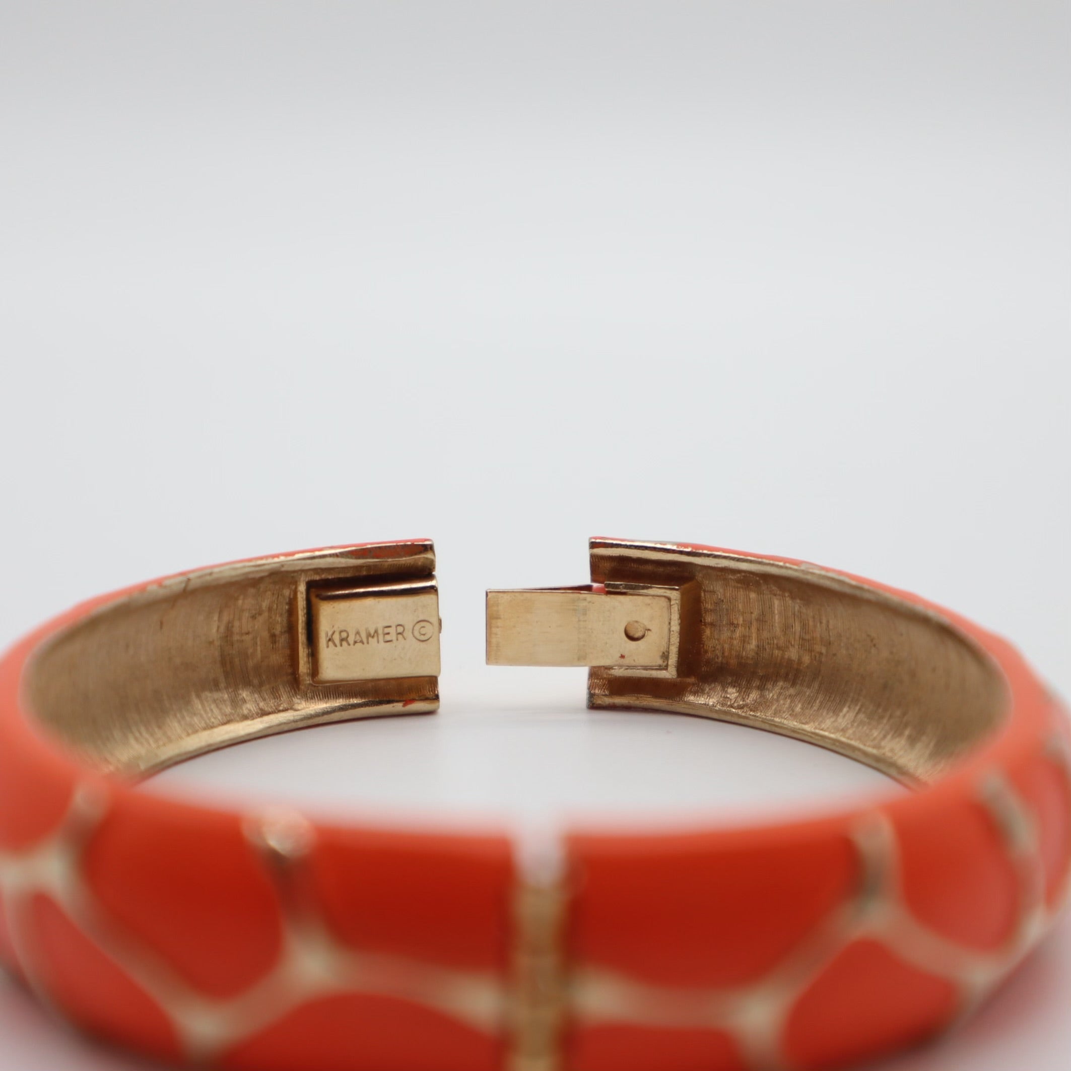 Vintage Orange Enamel Bangle Bracelet