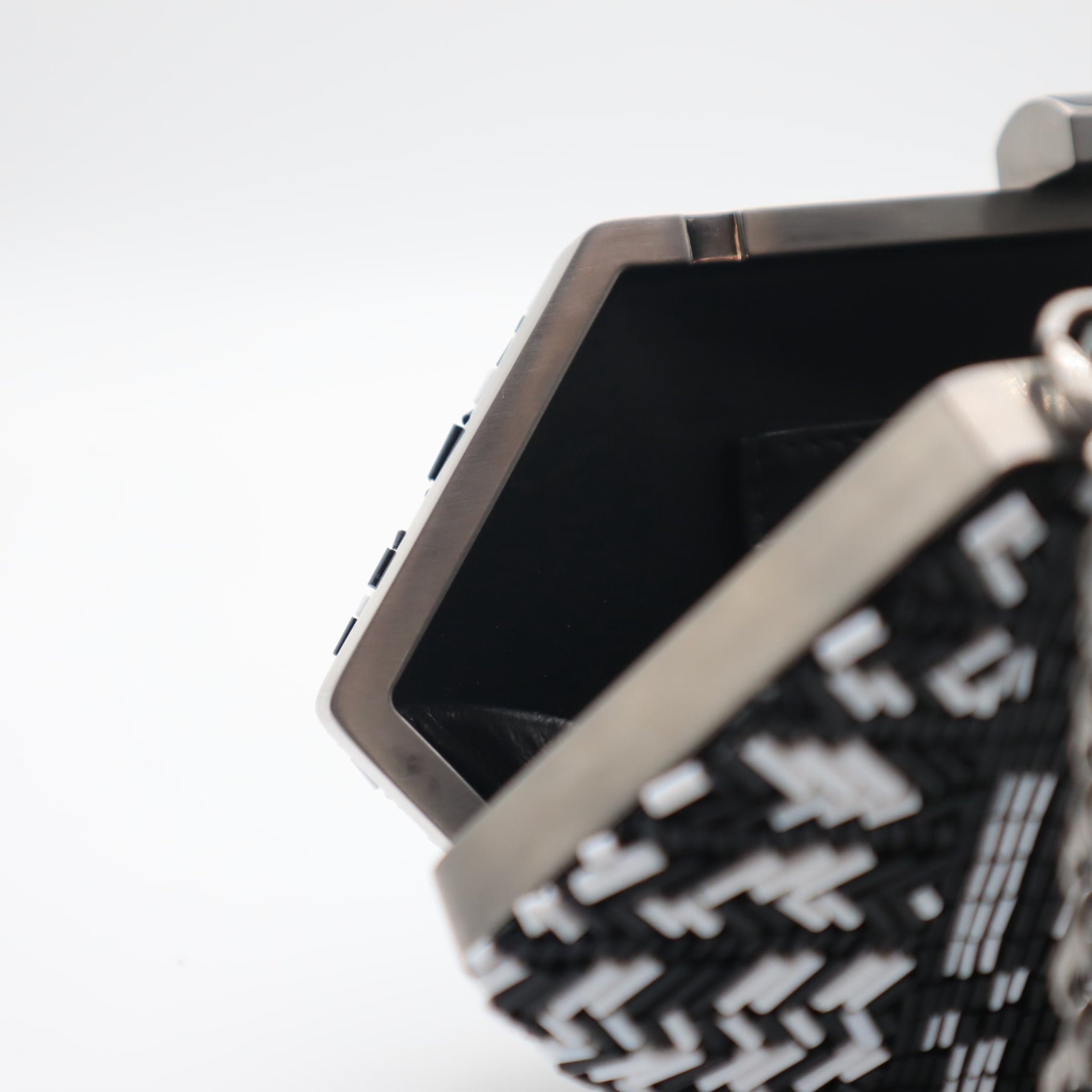Beaded Trapezoid Chained Clutch Bag