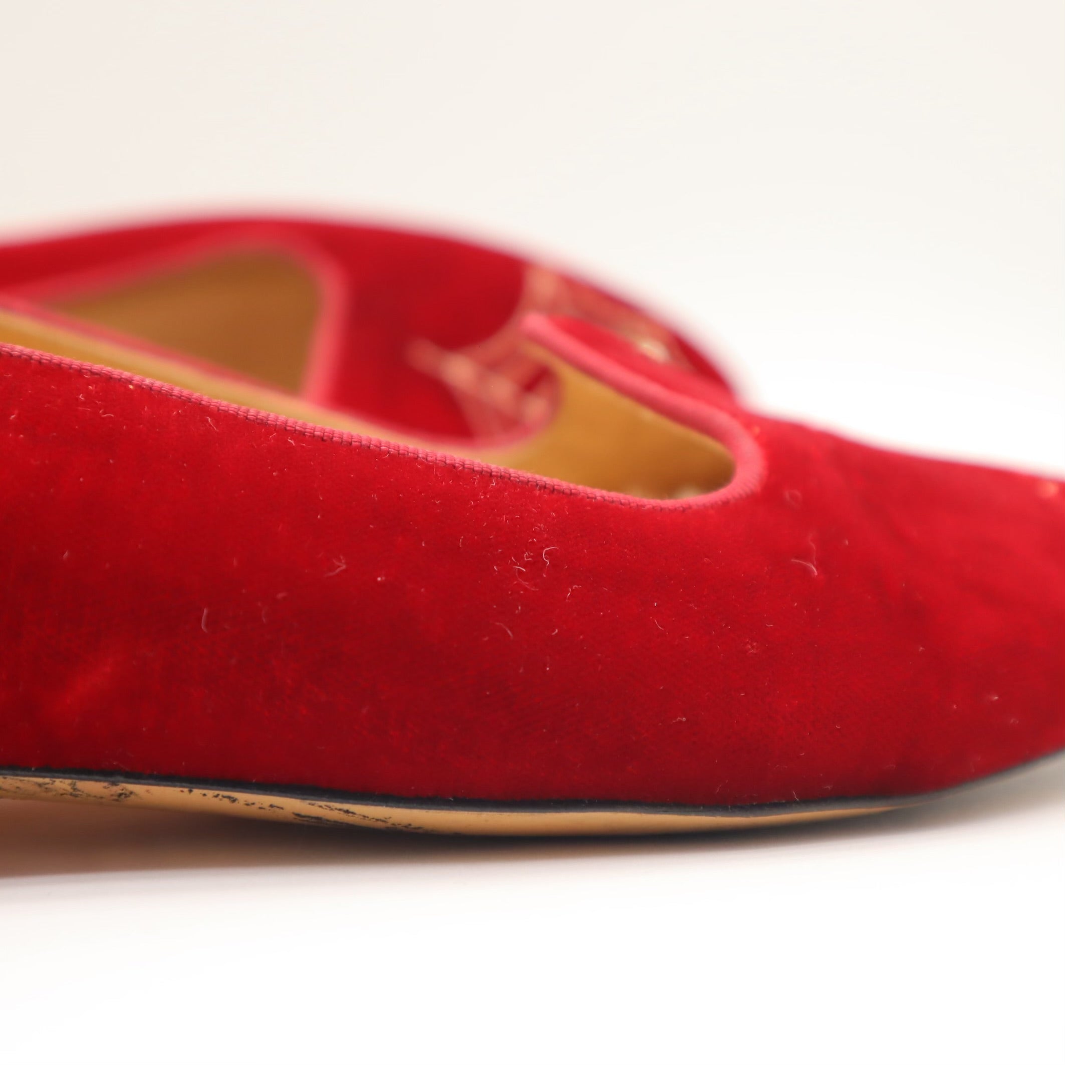 Red Velvet Spider Web Loafer Flats