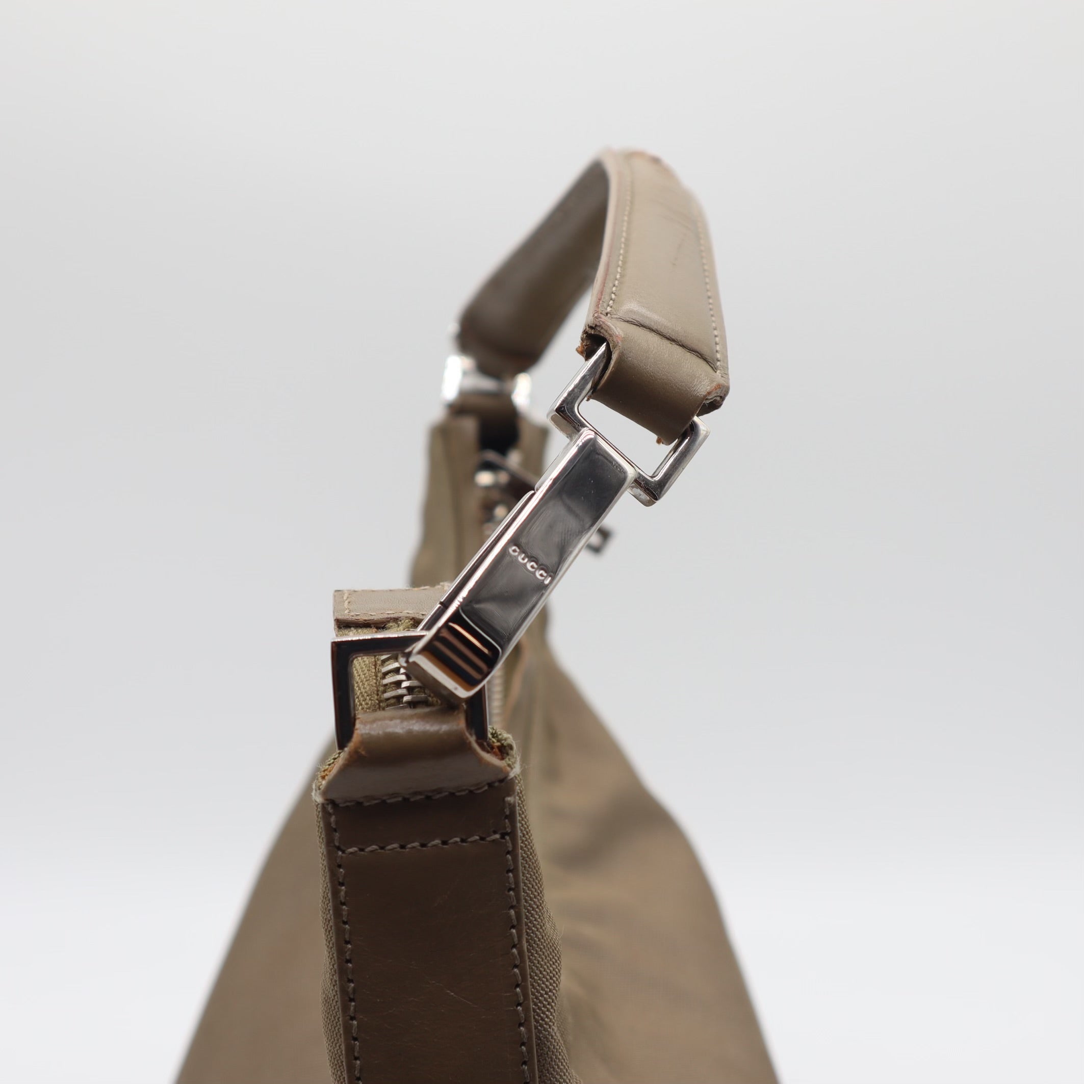 Nylon Canvas Olive Green Hobo Shoulder Bag