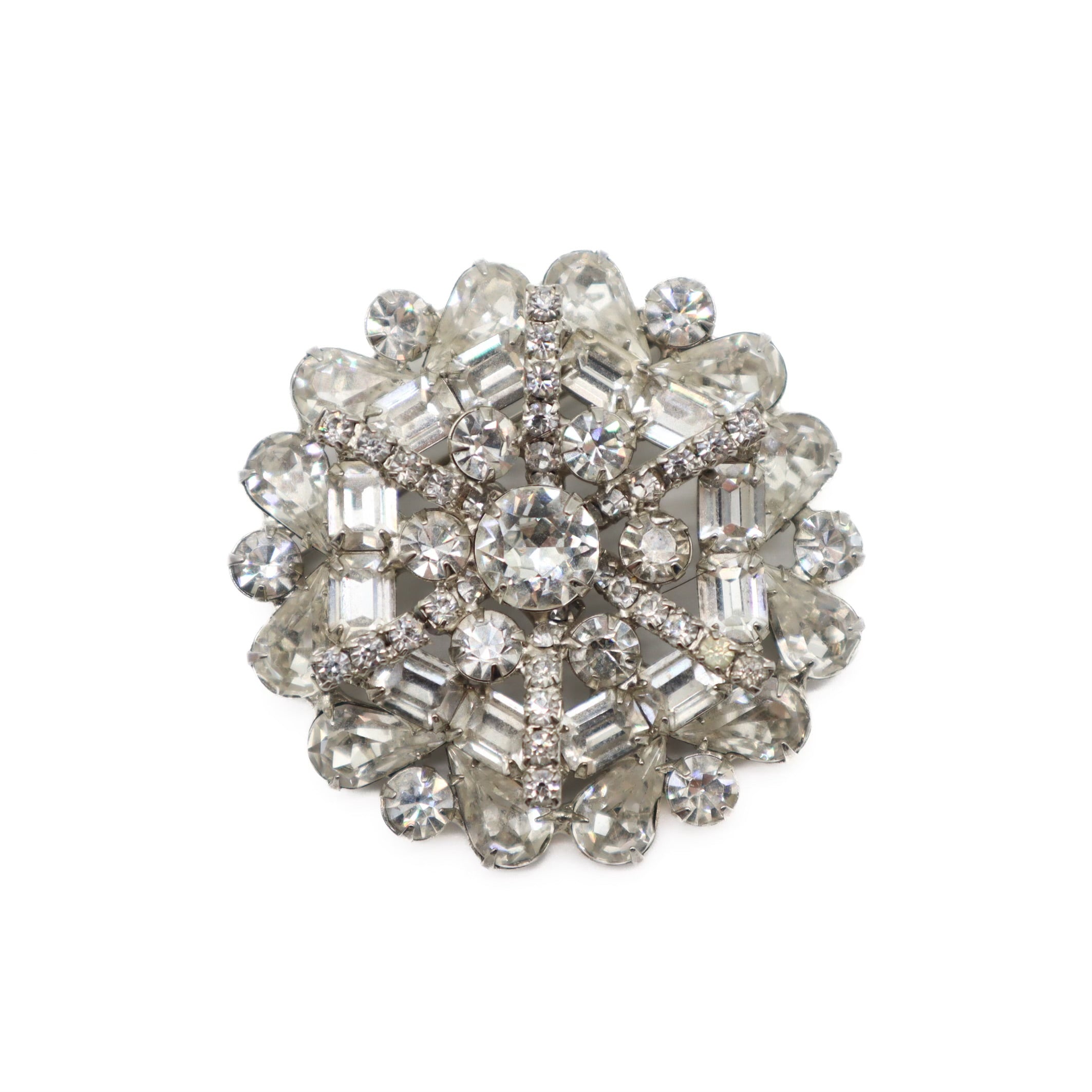 Vintage Crystal Floral Snowflake Brooch