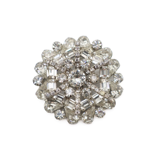 Vintage Crystal Floral Snowflake Brooch