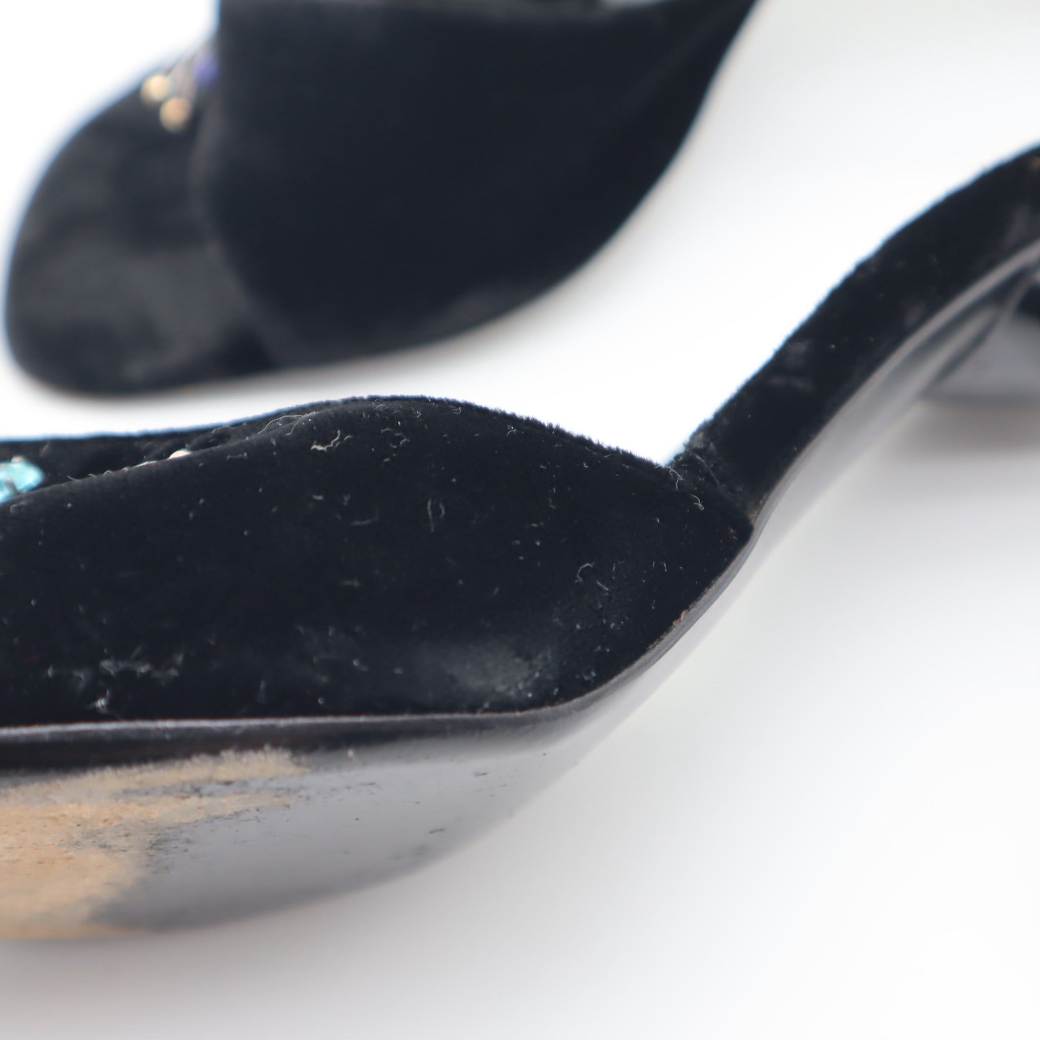 Vintage Y2K Dragonfly Velvet Heeled Slides Size 39