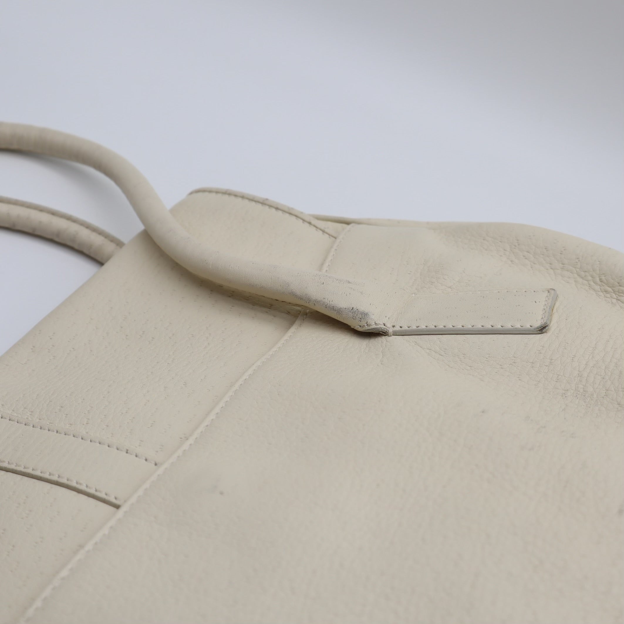 Gancini Textured Leather Top Handle Ivory Satchel