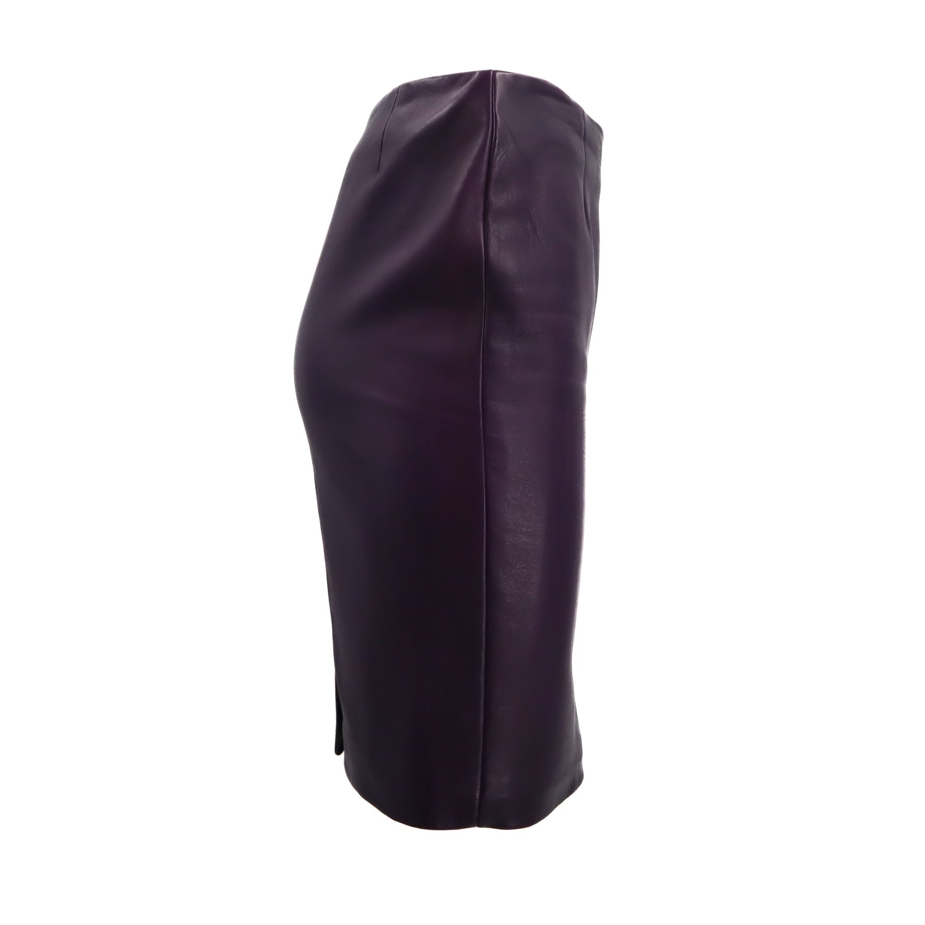Purple Lambskin Leather Pencil Skirt